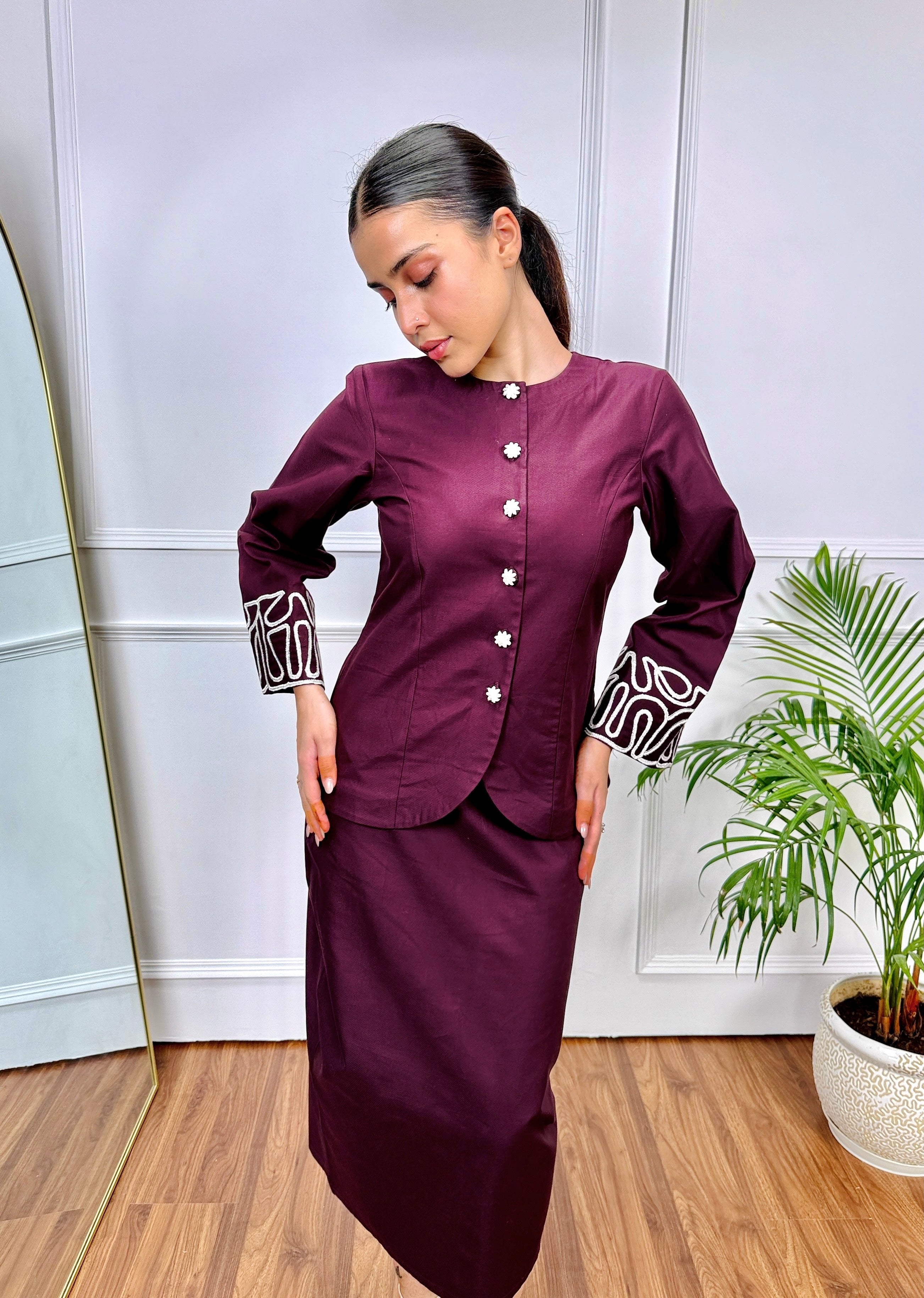 Burgandy Elegance Skirt Set