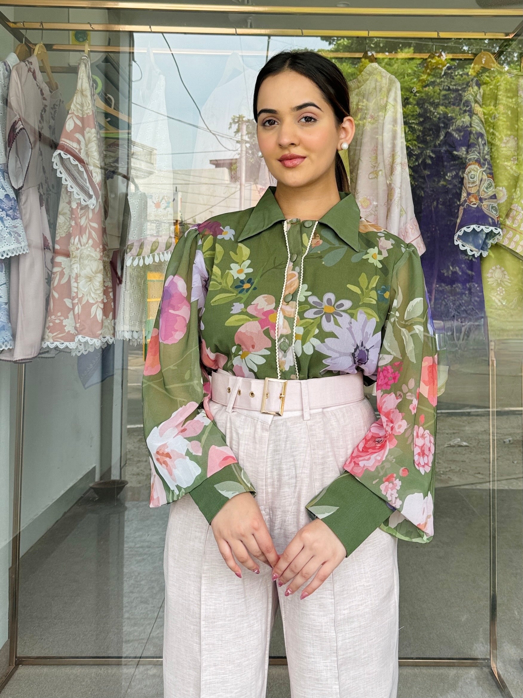 Green And Ivory Delight Co Ord Set