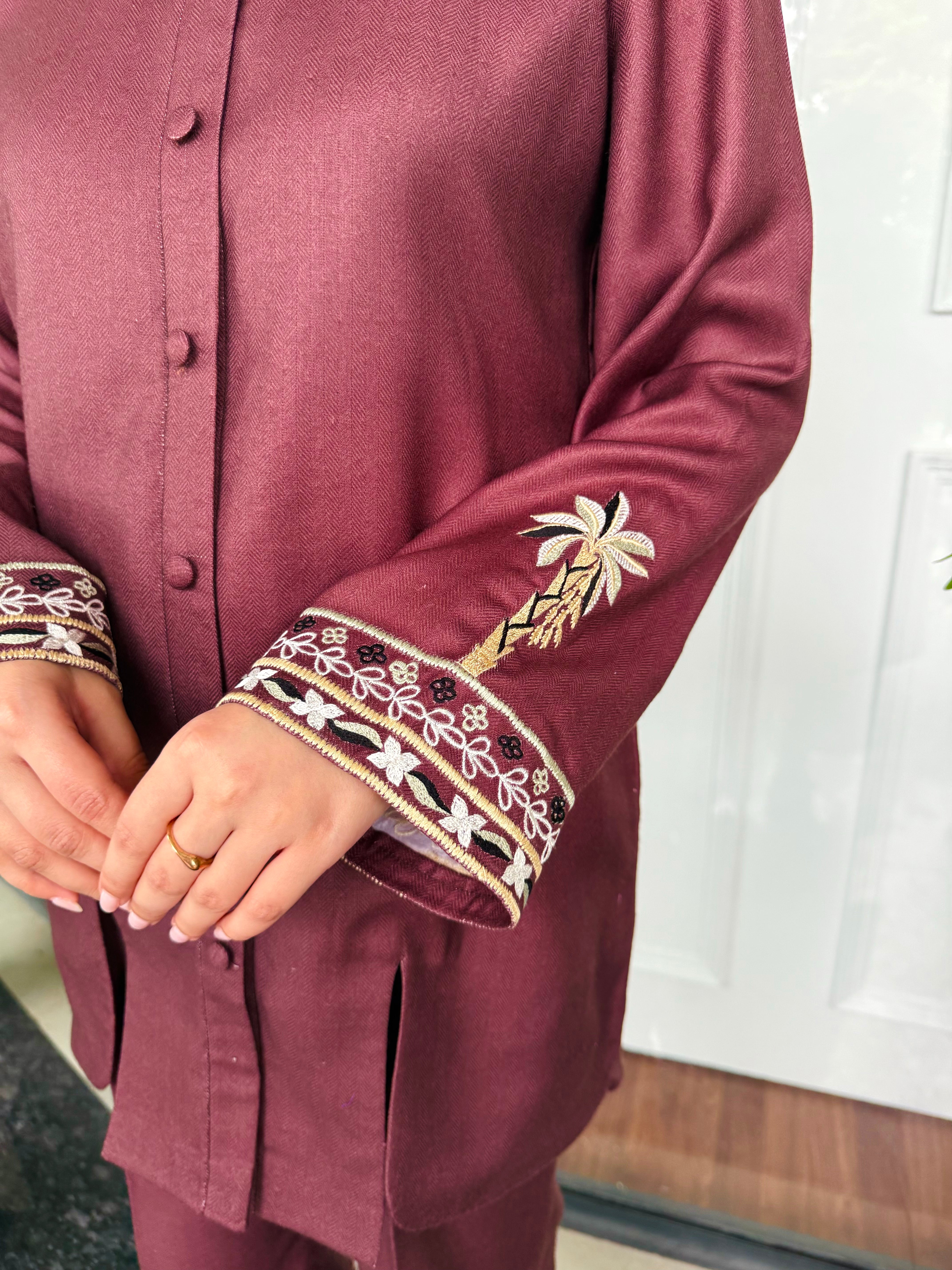 Bold Maroon Embroidered Kurta Set