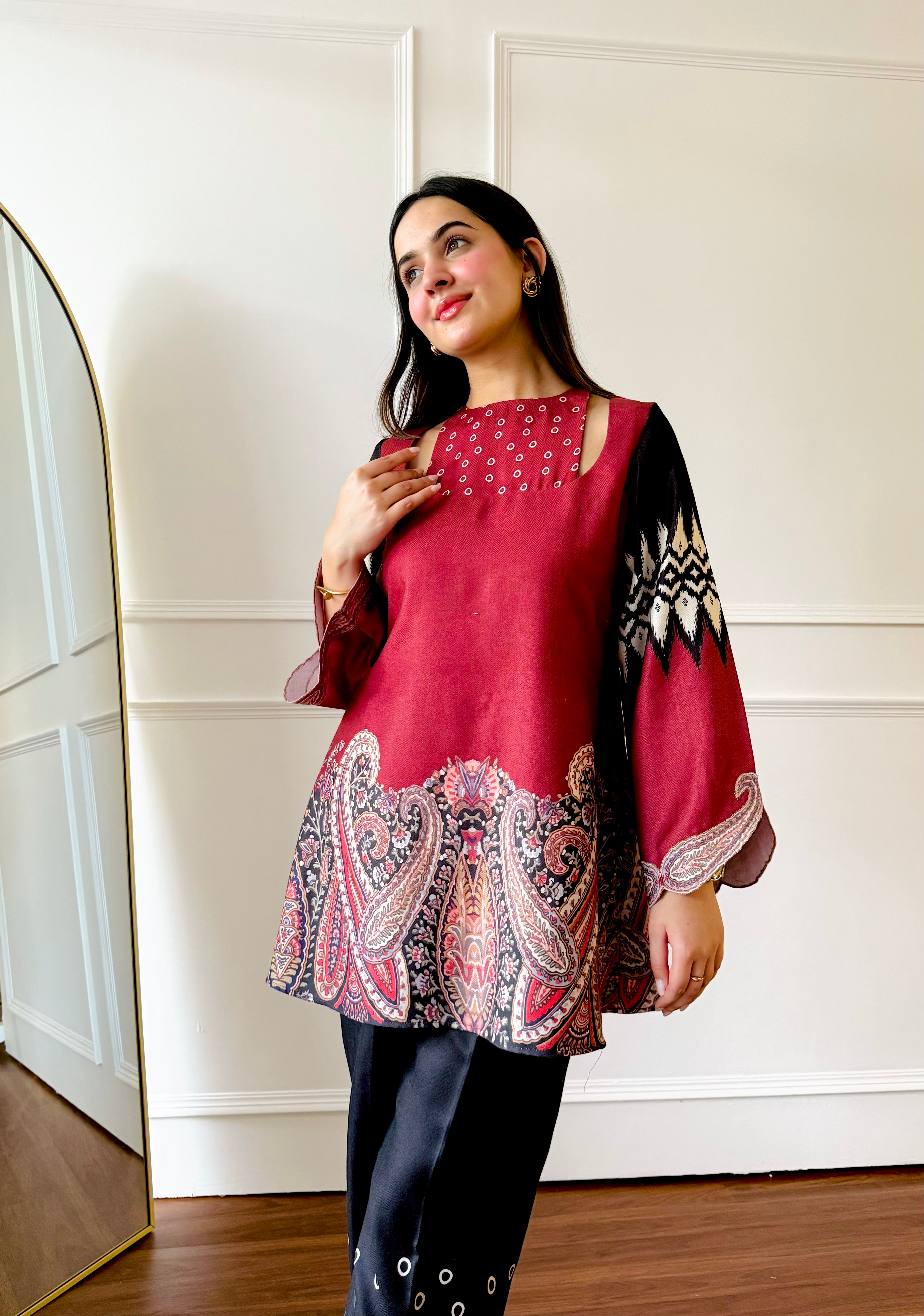 Red & black Paisley Co-ord Set