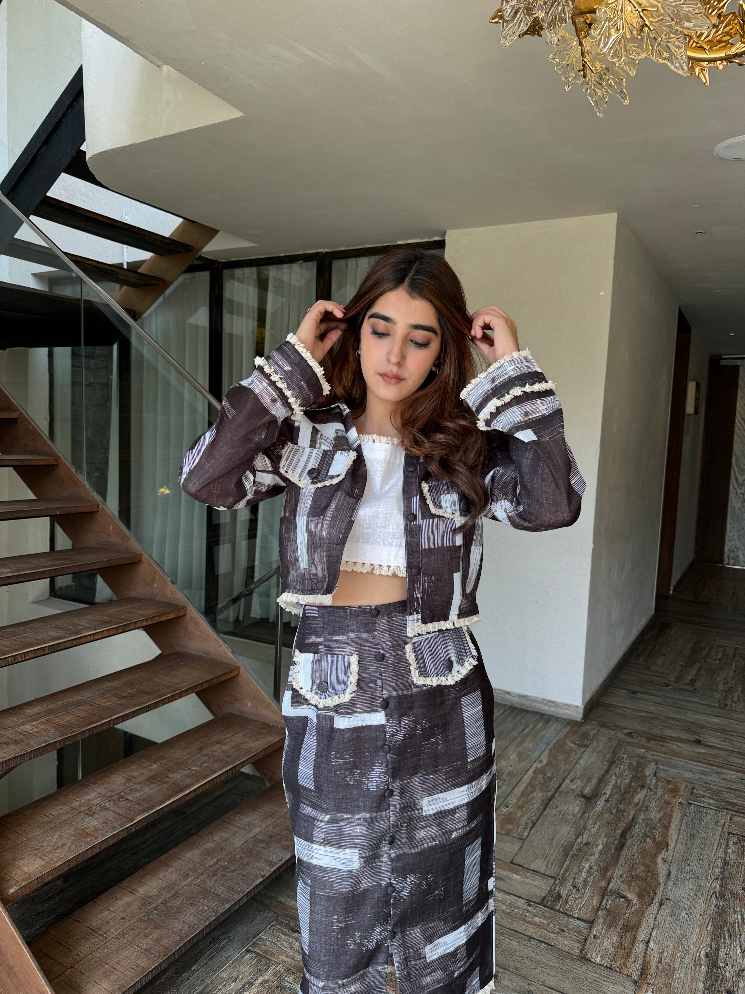 Statement Black Skirt Set