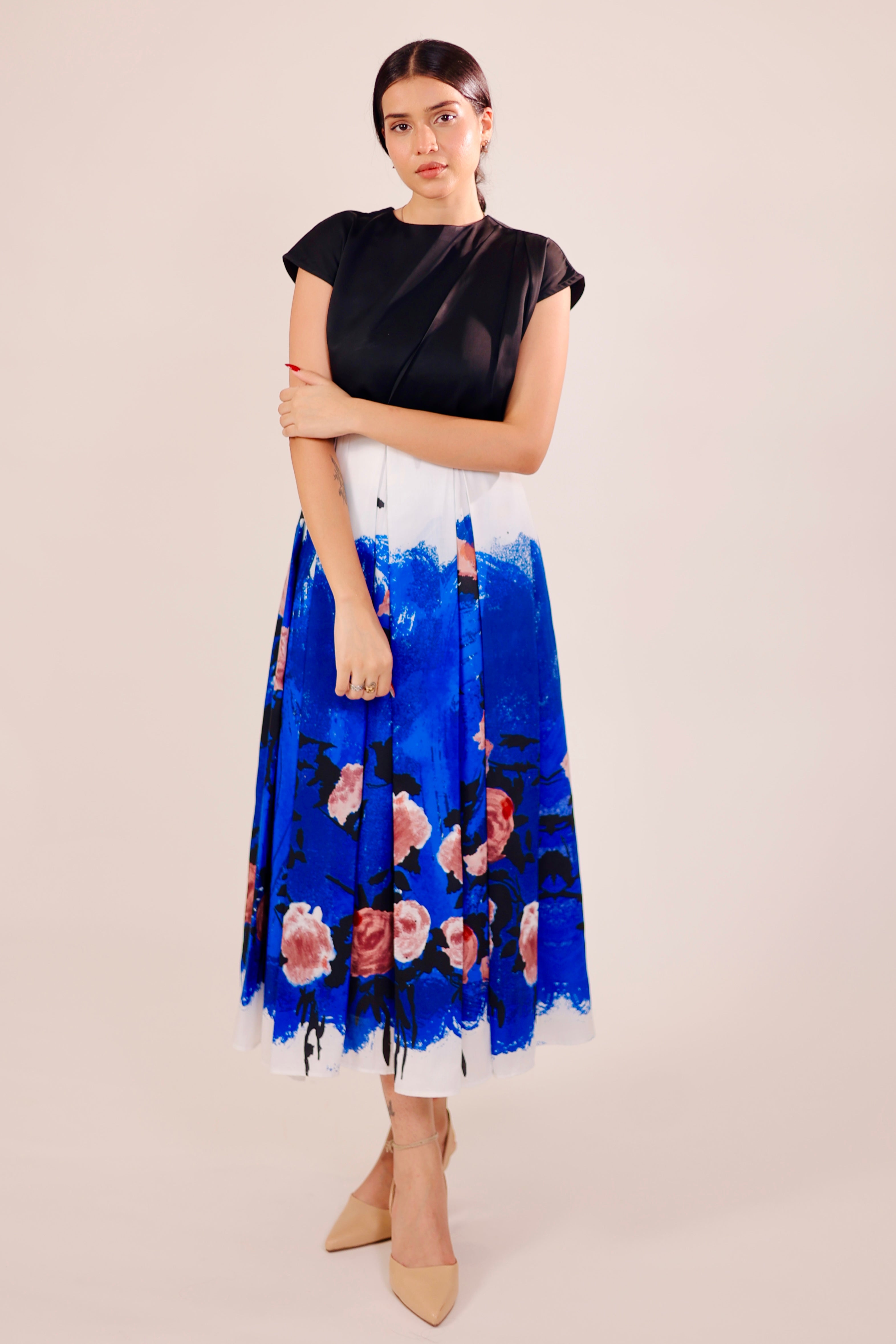 Blue Dusk Pleated Skirt Set