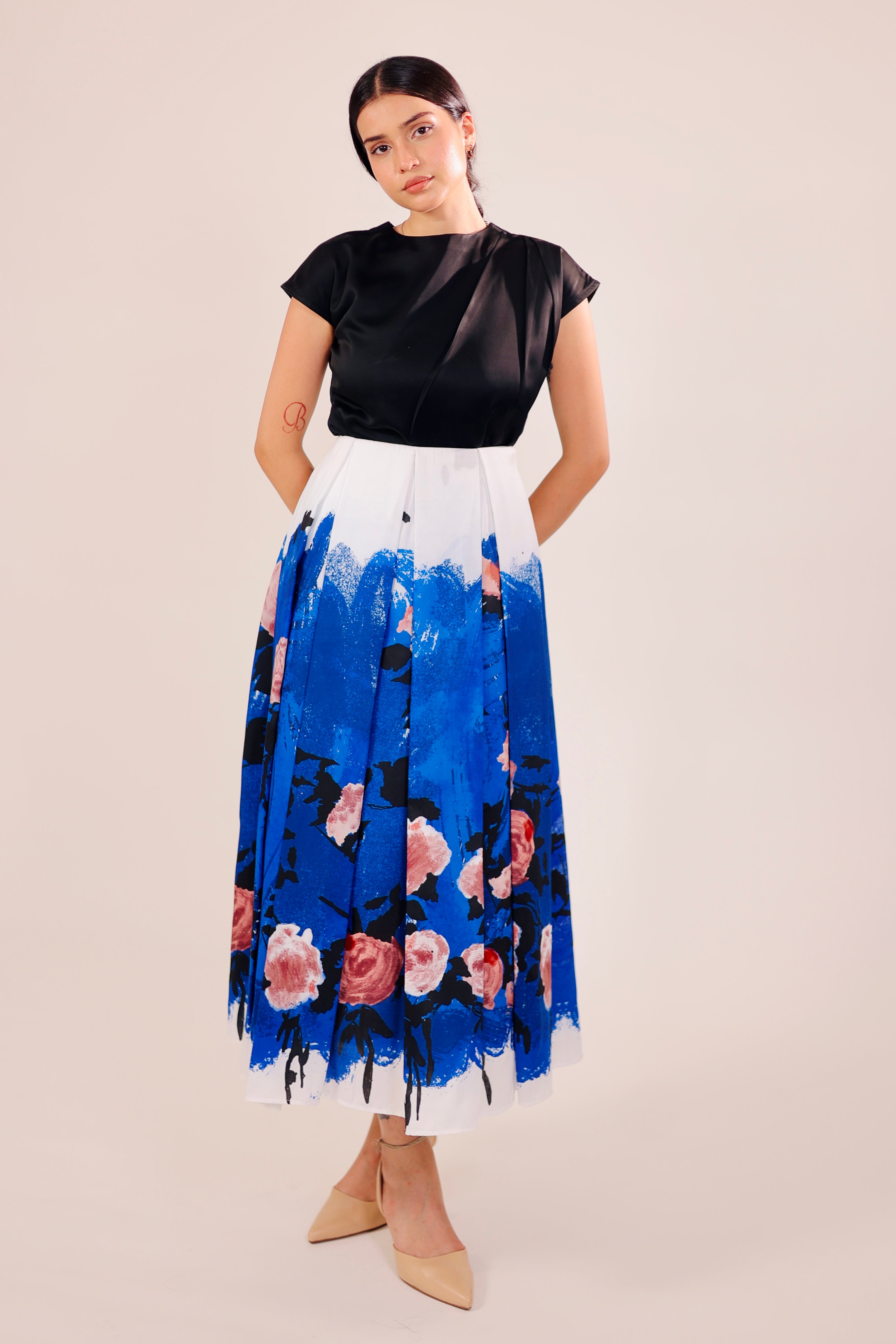 Blue Dusk Pleated Skirt Set