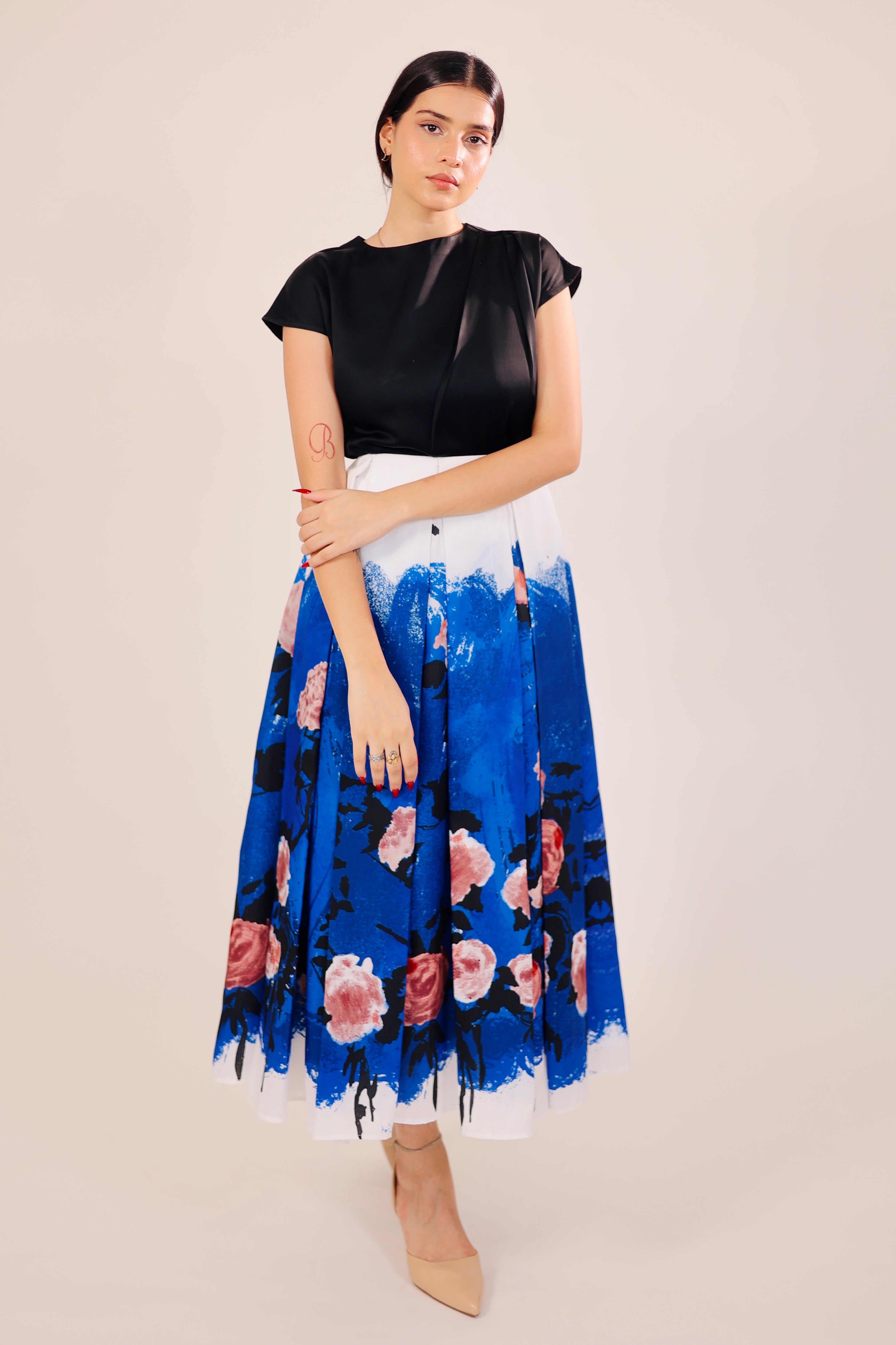Blue Dusk Pleated Skirt Set