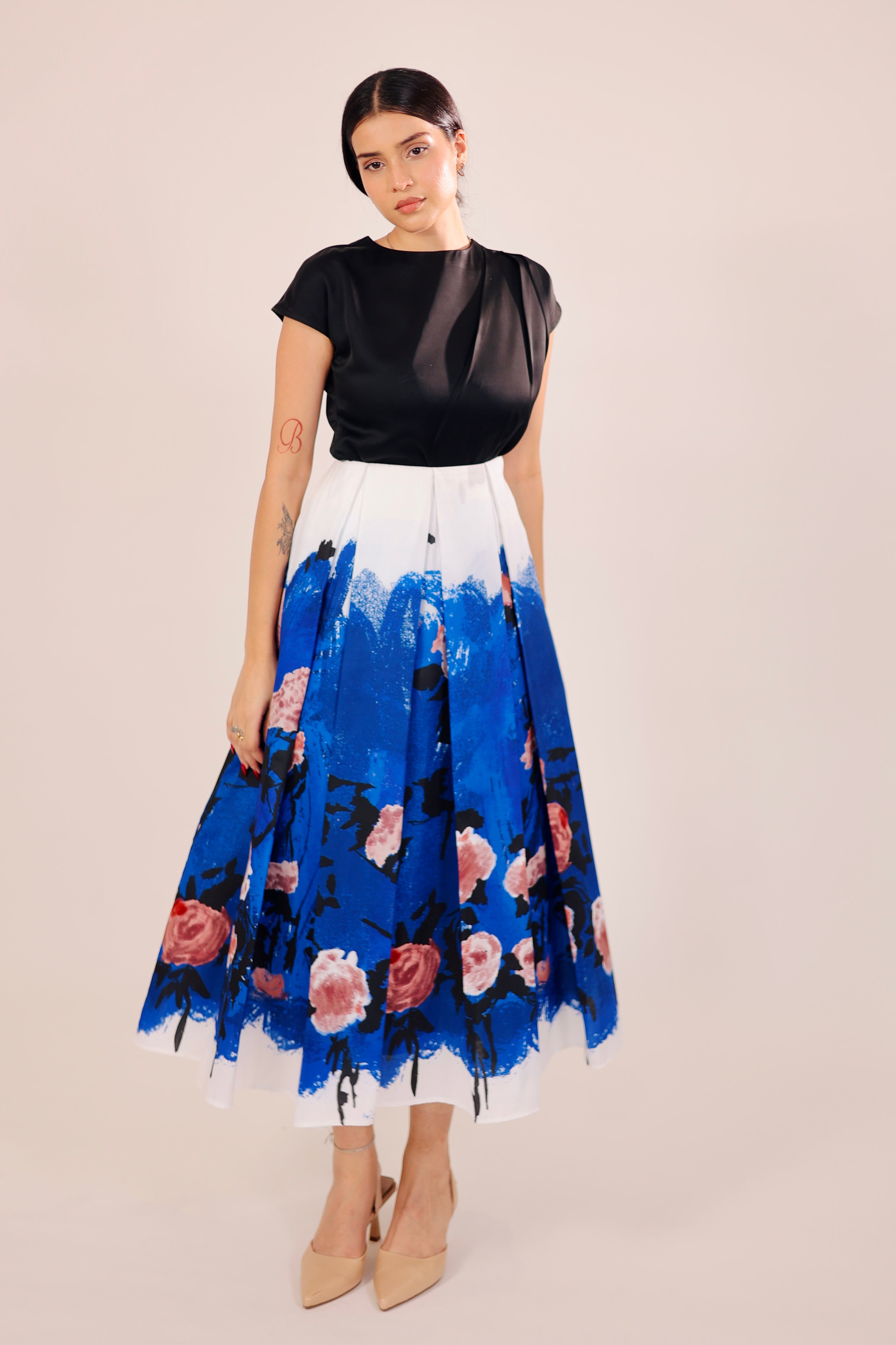 Blue Dusk Pleated Skirt Set