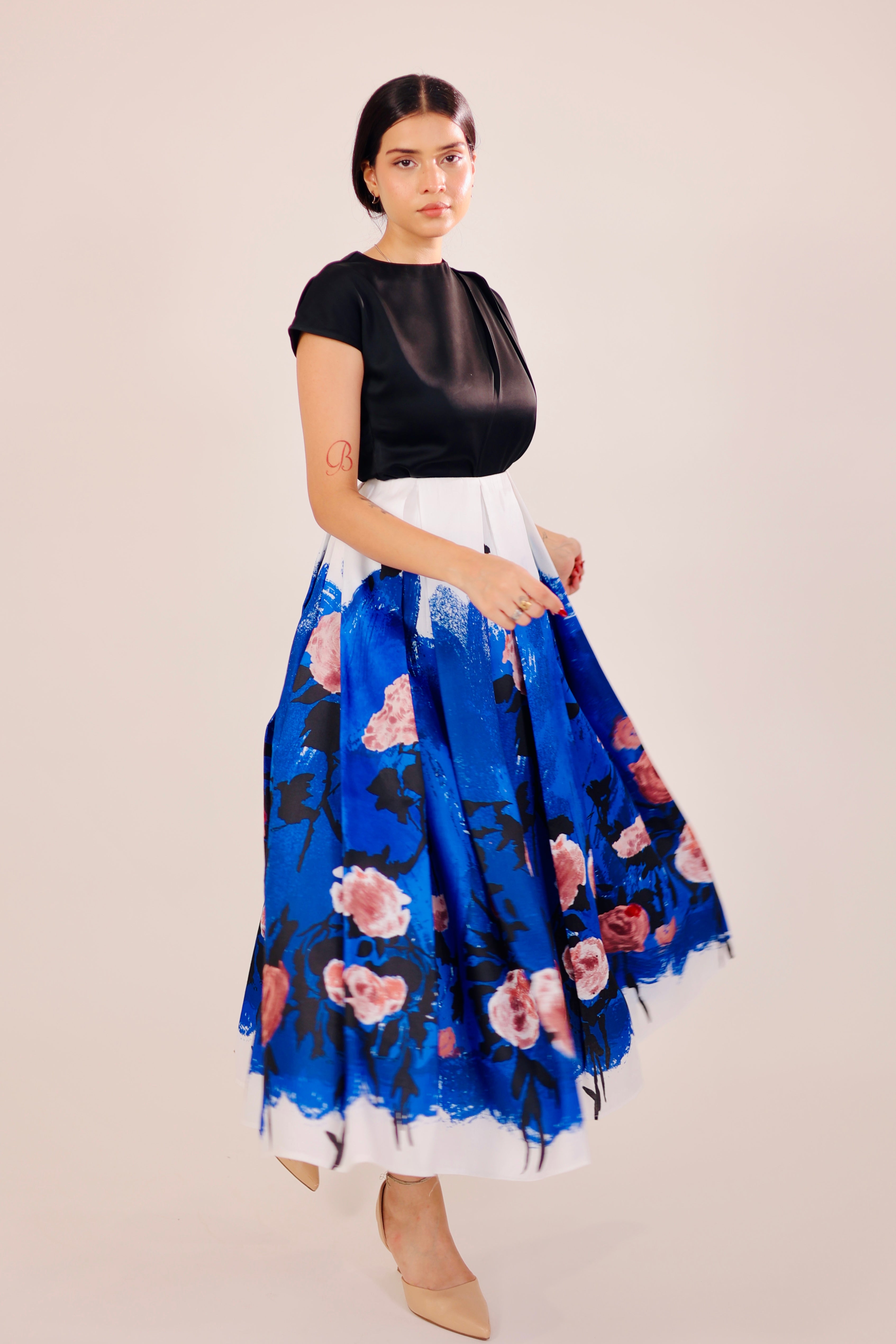 Blue Dusk Pleated Skirt Set