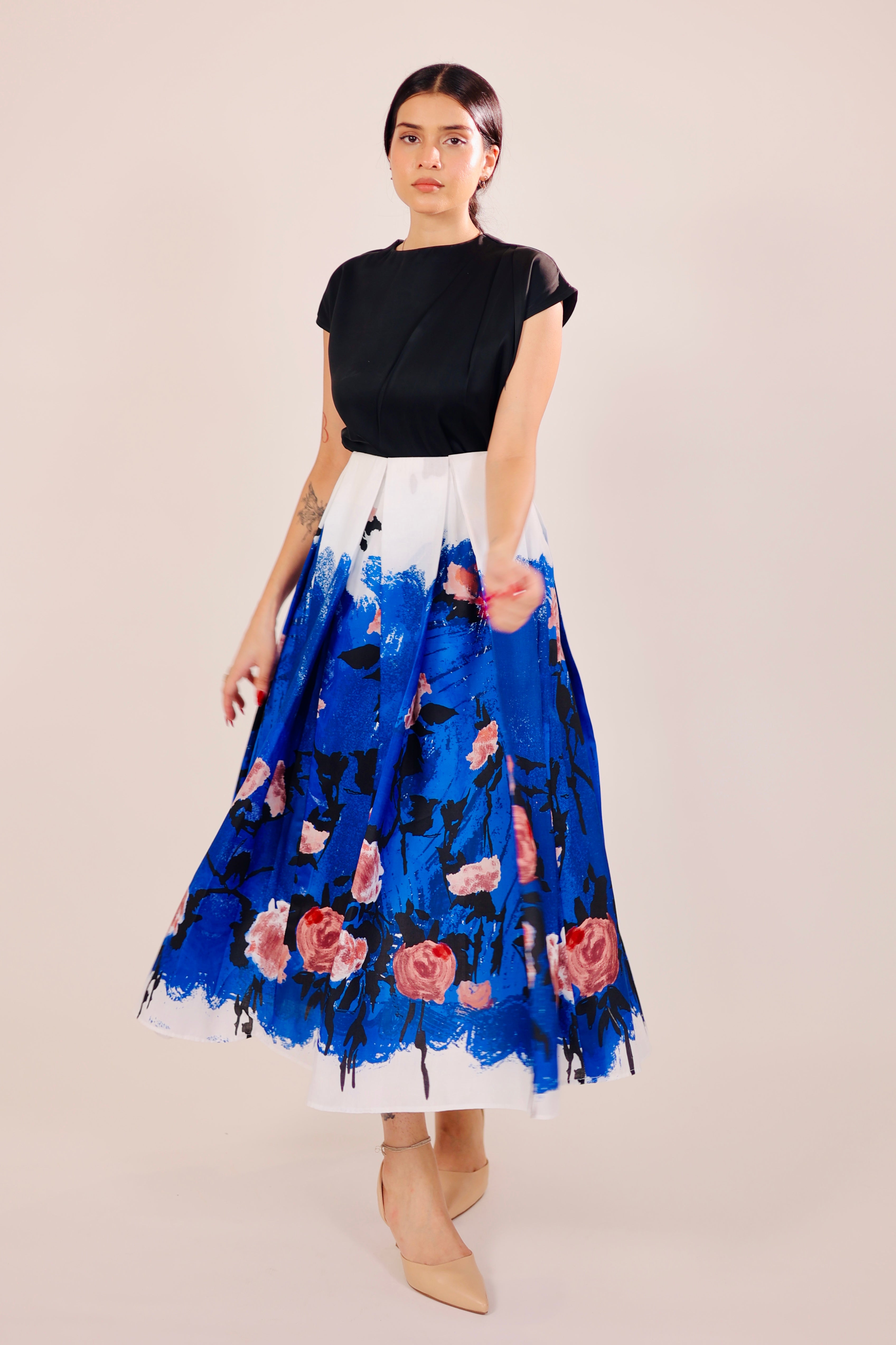 Blue Dusk Pleated Skirt Set