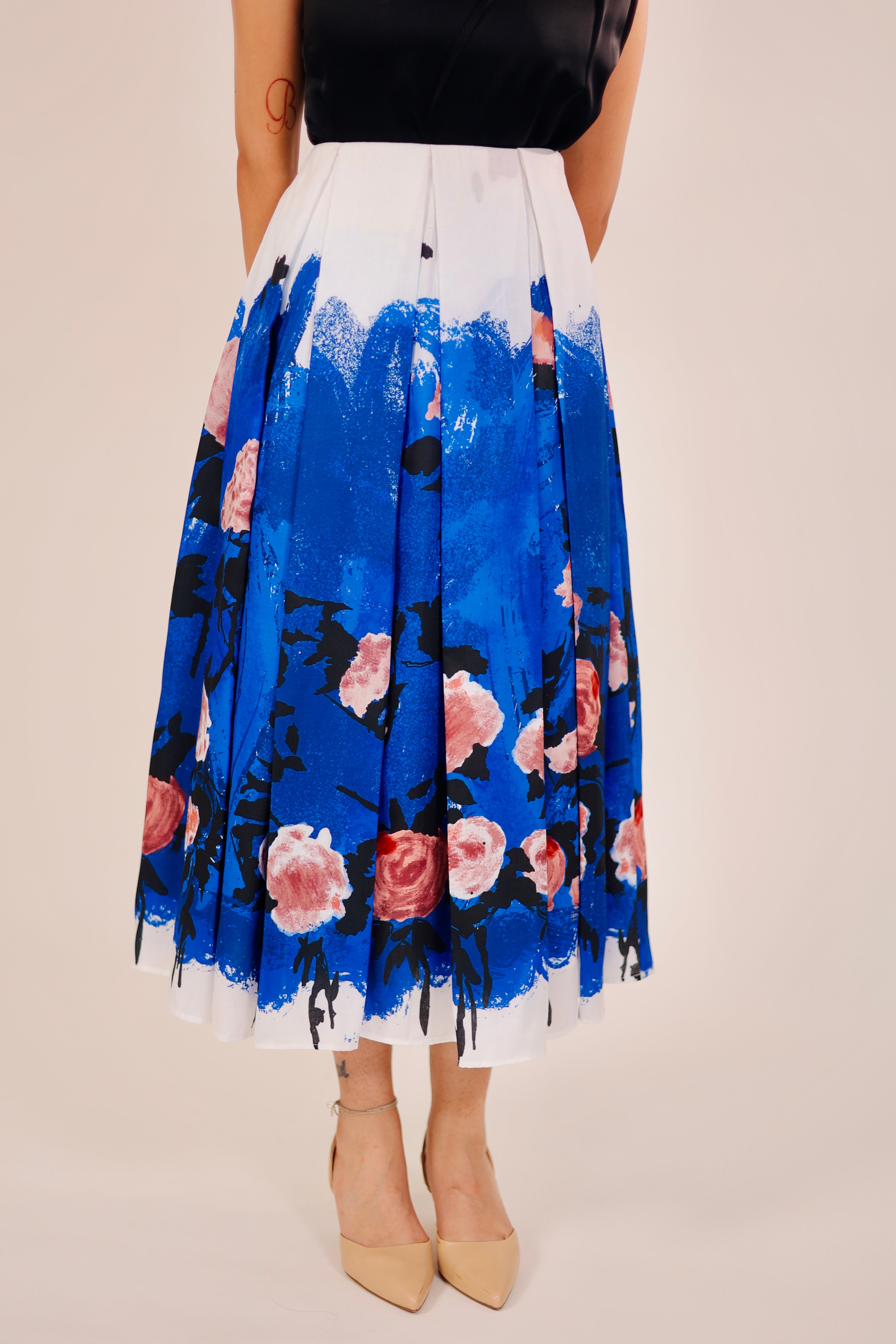 Blue Dusk Pleated Skirt Set