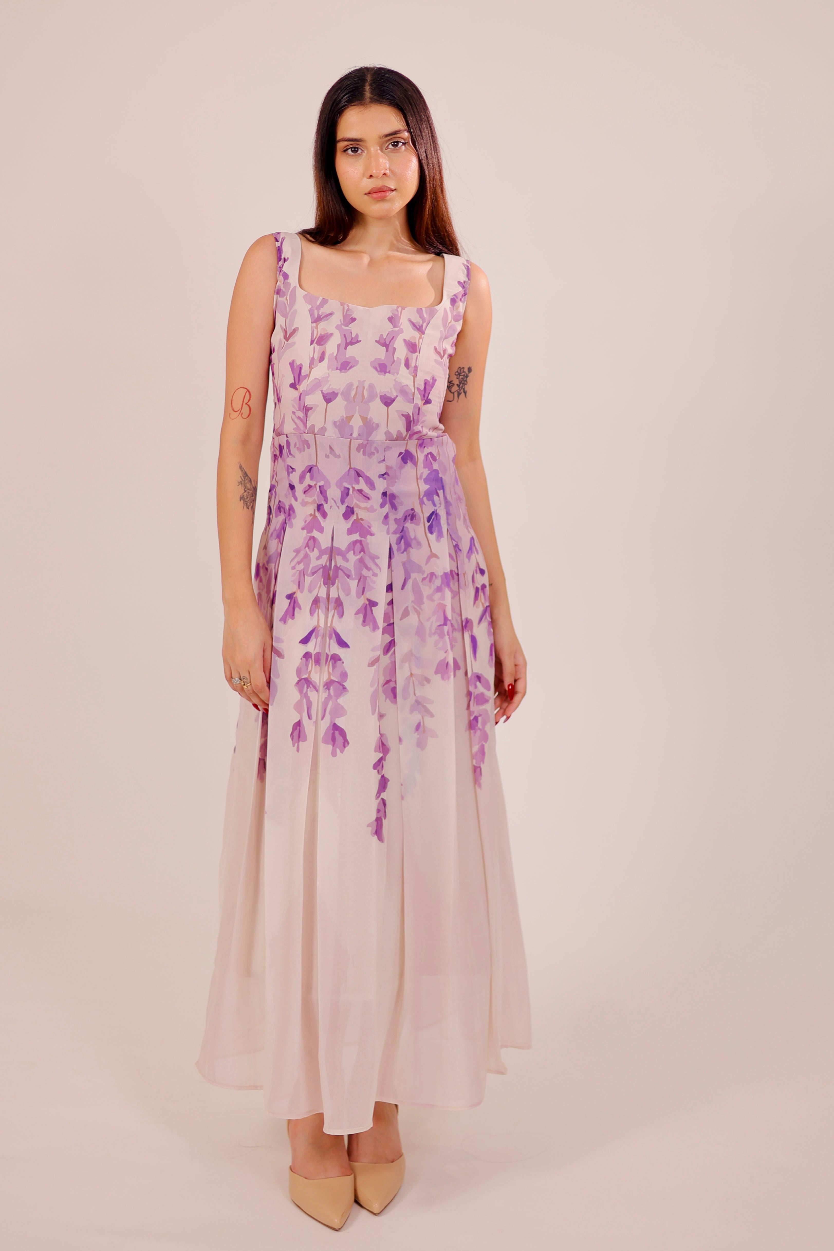 Floral Dusk Pleated Dress