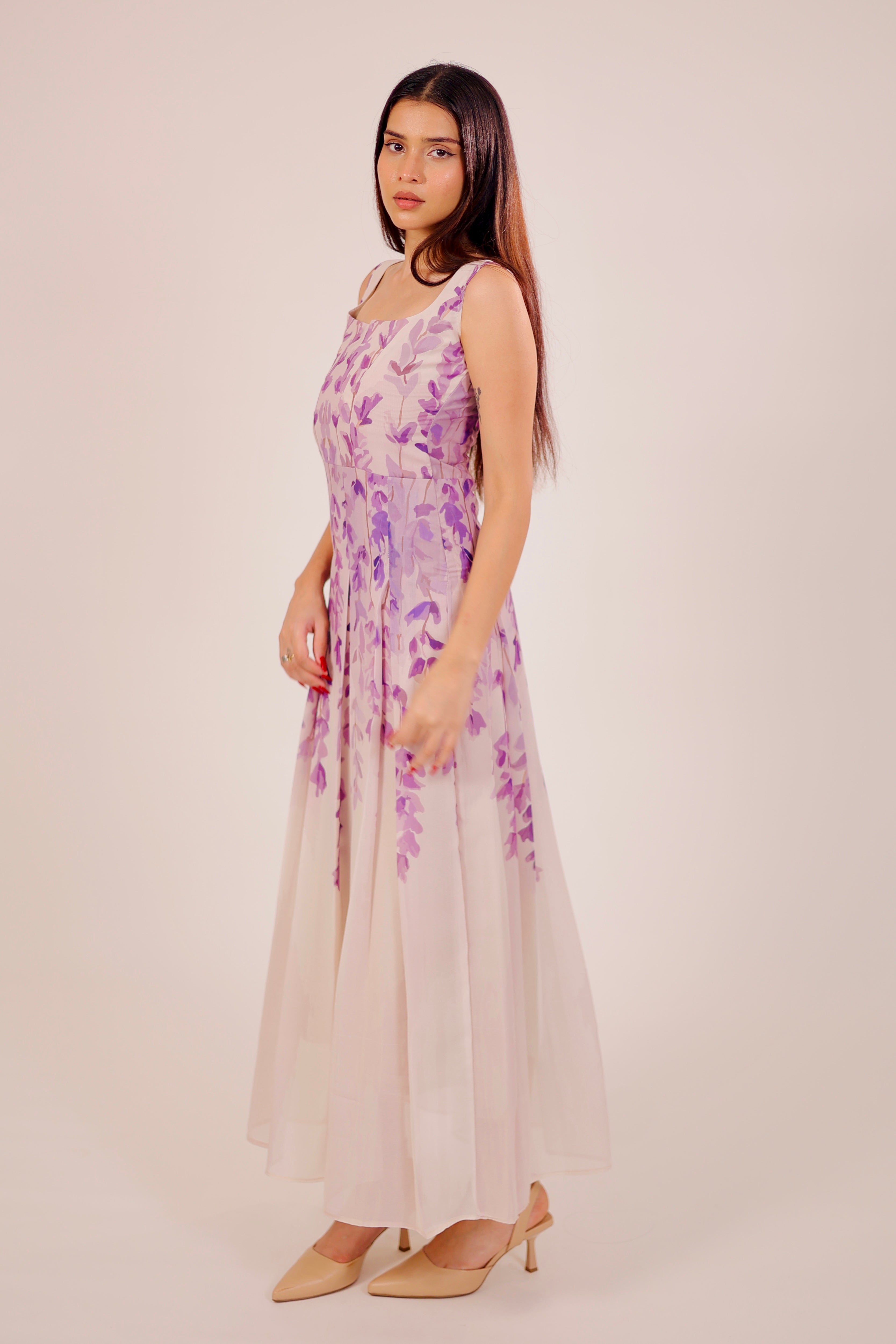 Floral Dusk Pleated Dress