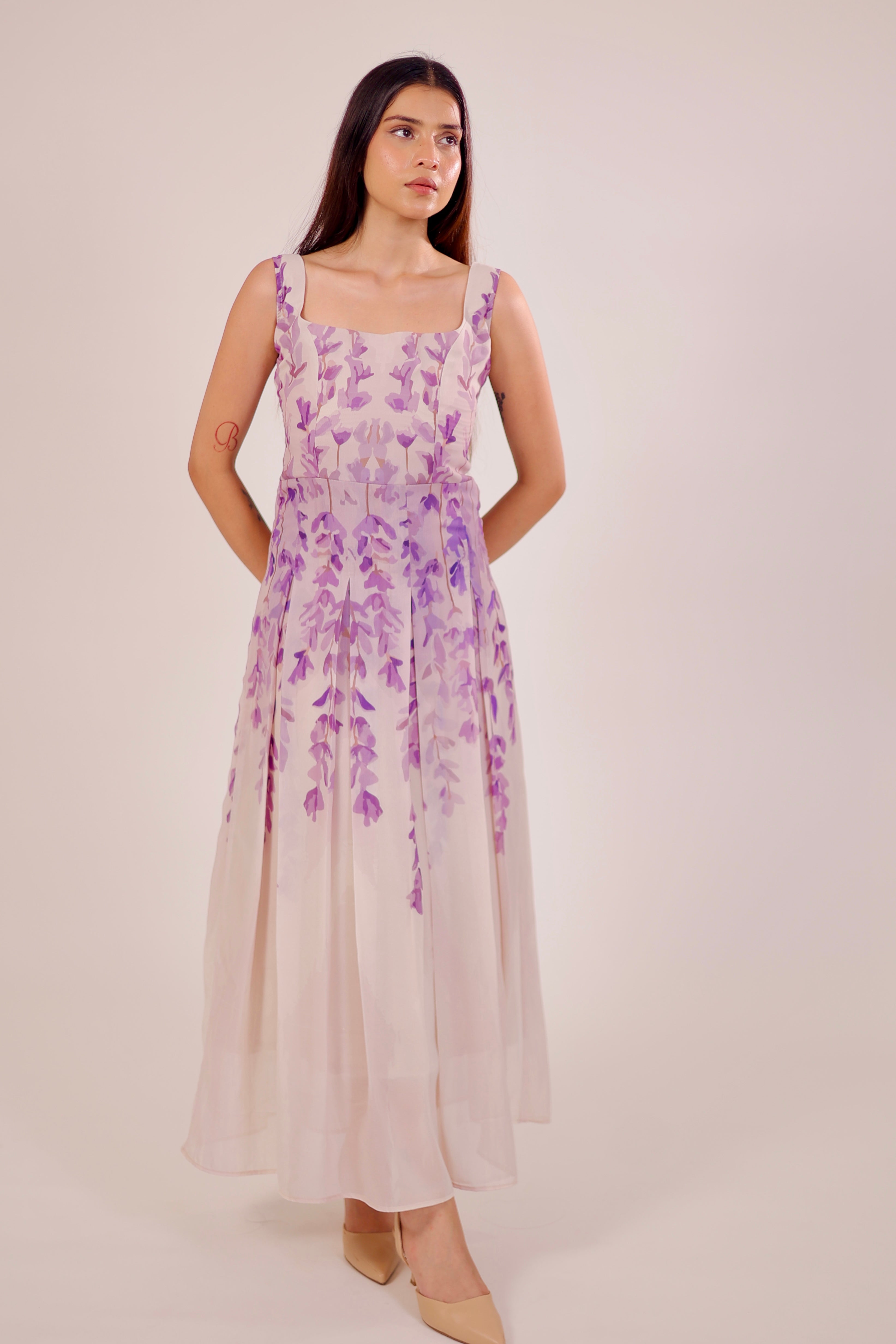 Floral Dusk Pleated Dress