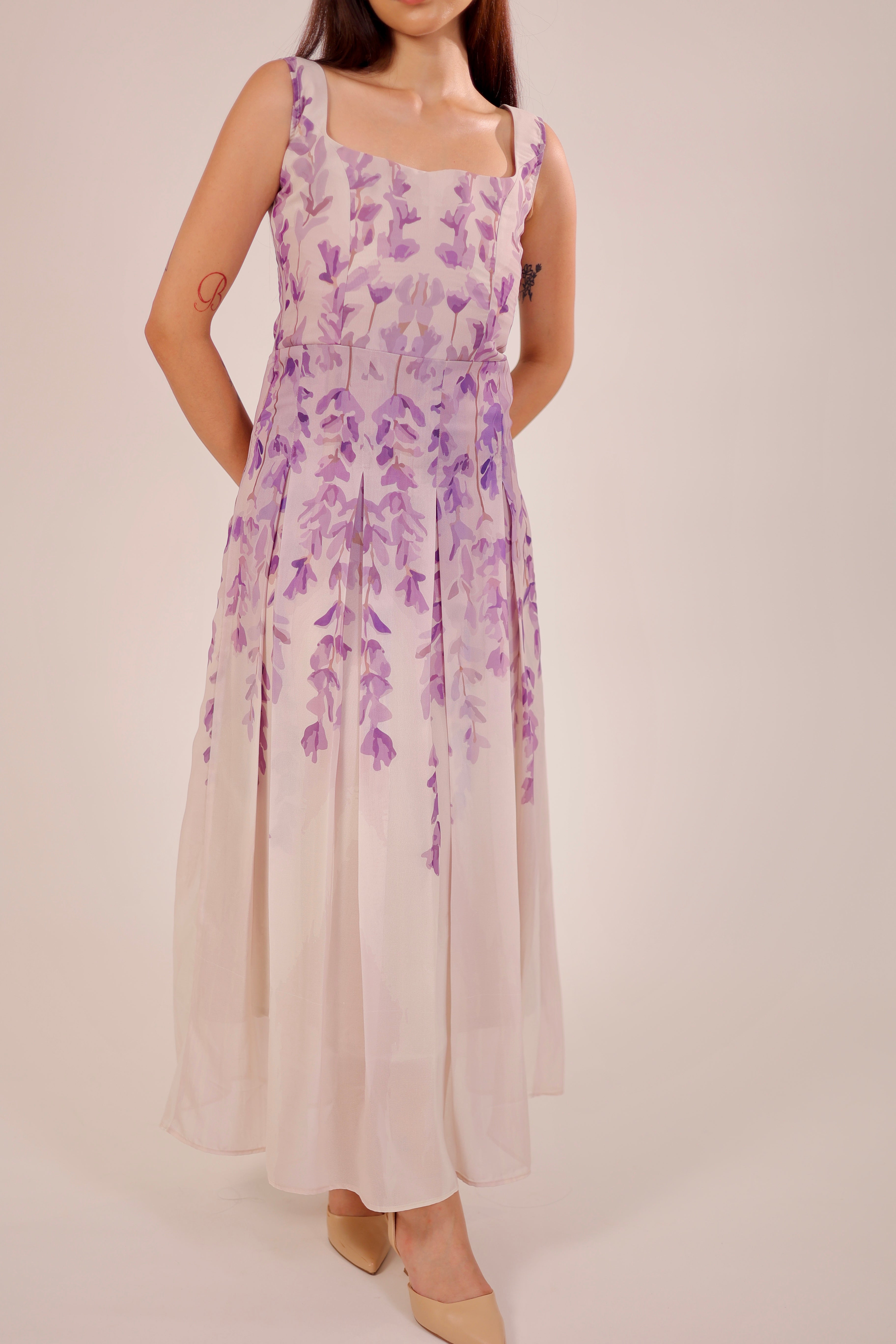 Floral Dusk Pleated Dress