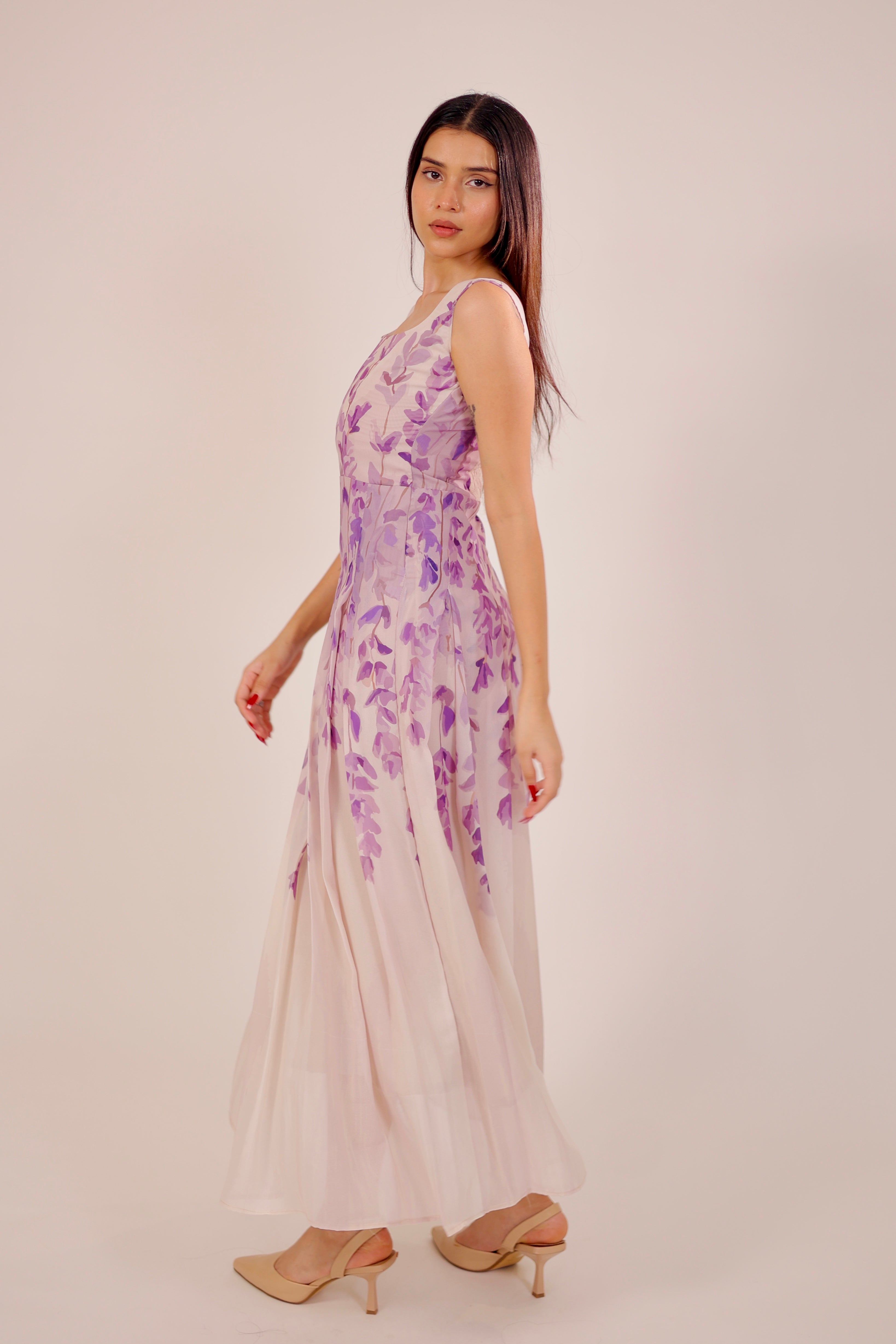 Floral Dusk Pleated Dress