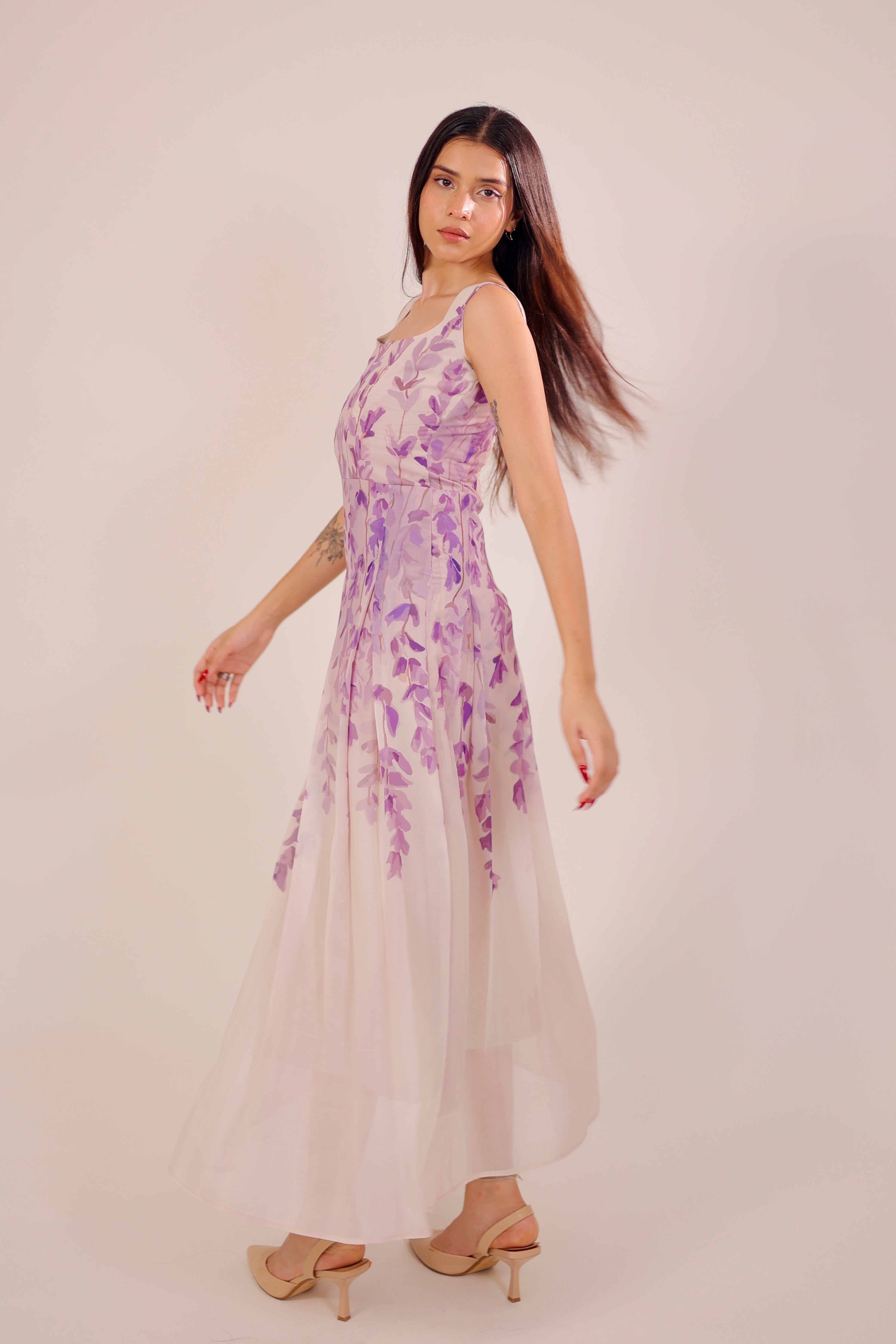 Floral Dusk Pleated Dress