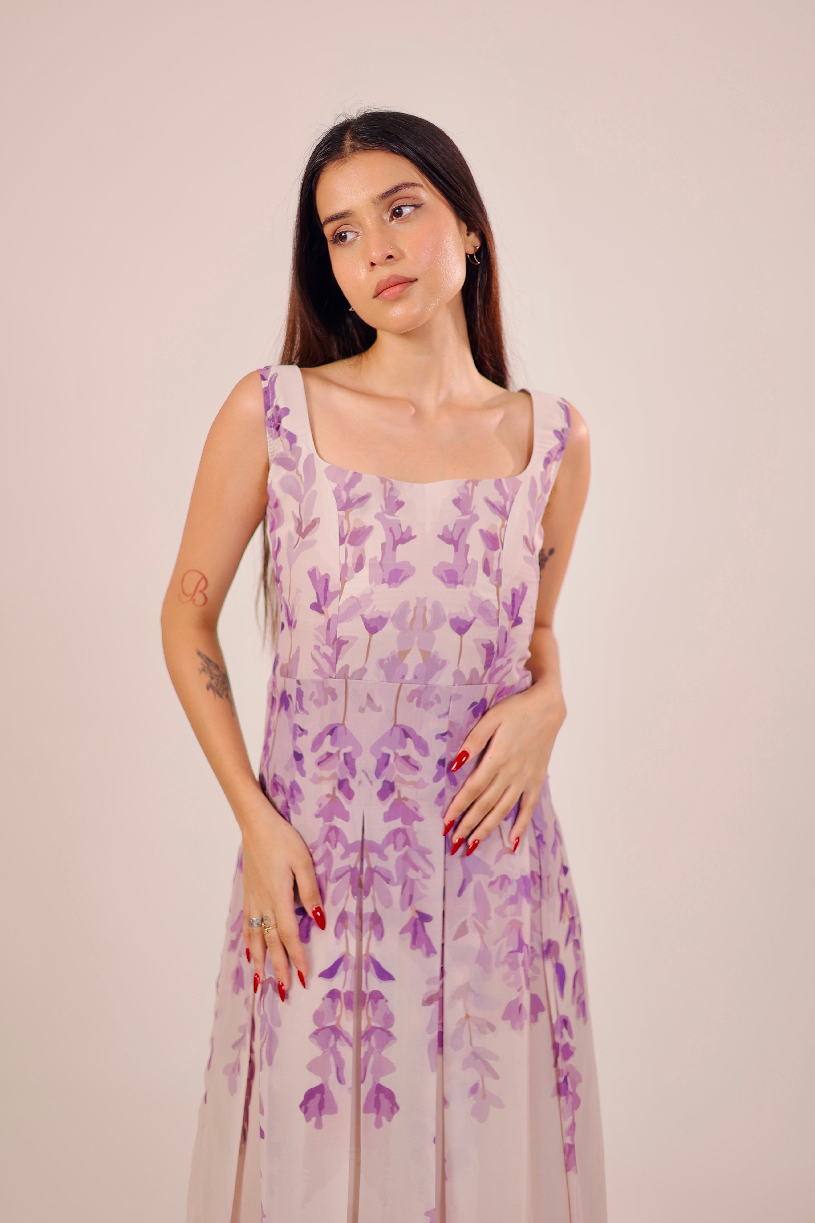 Floral Dusk Pleated Dress
