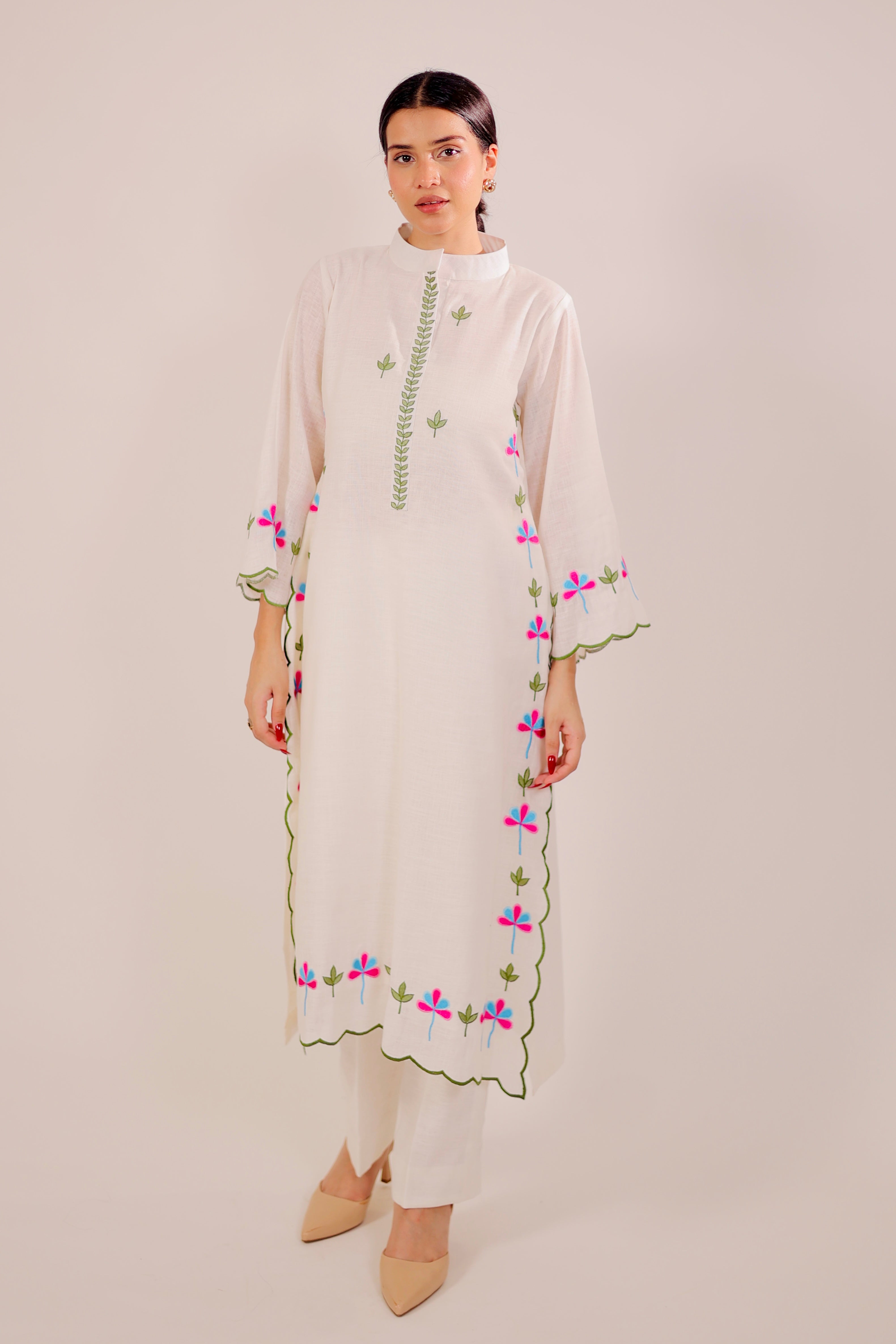 White Harmony Embroidered Kurta Set