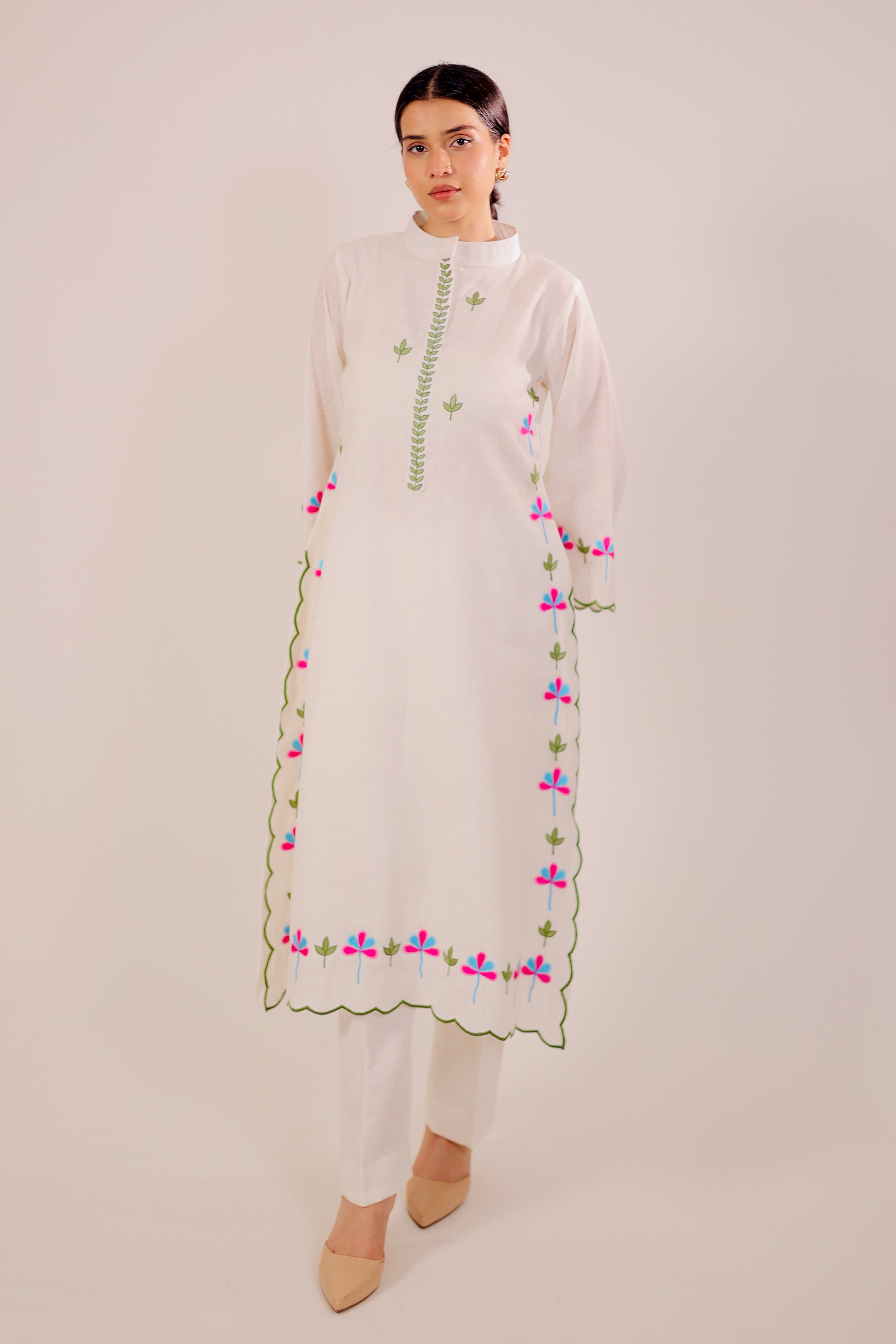 White Harmony Embroidered Kurta Set