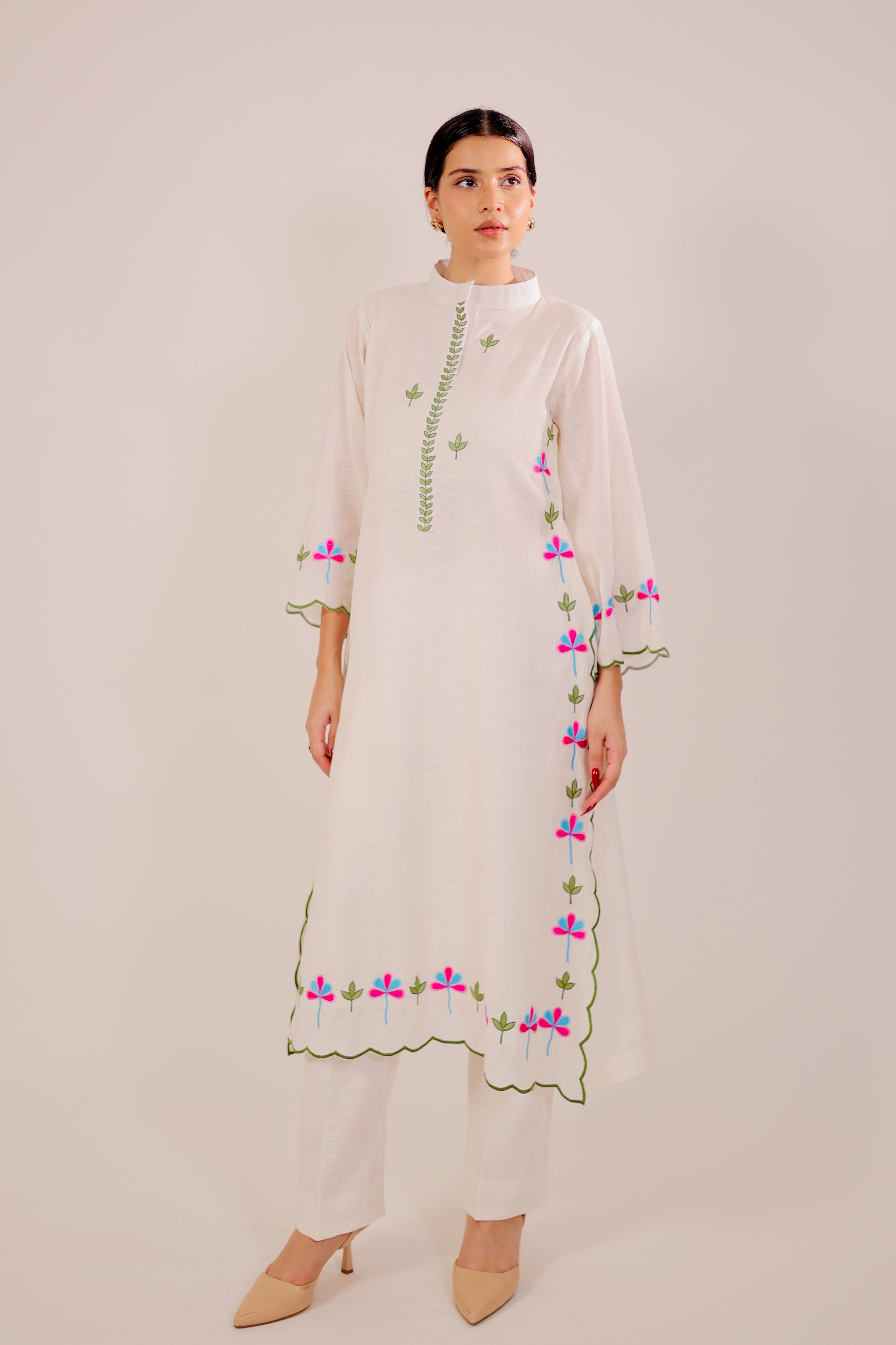 White Harmony Embroidered Kurta Set