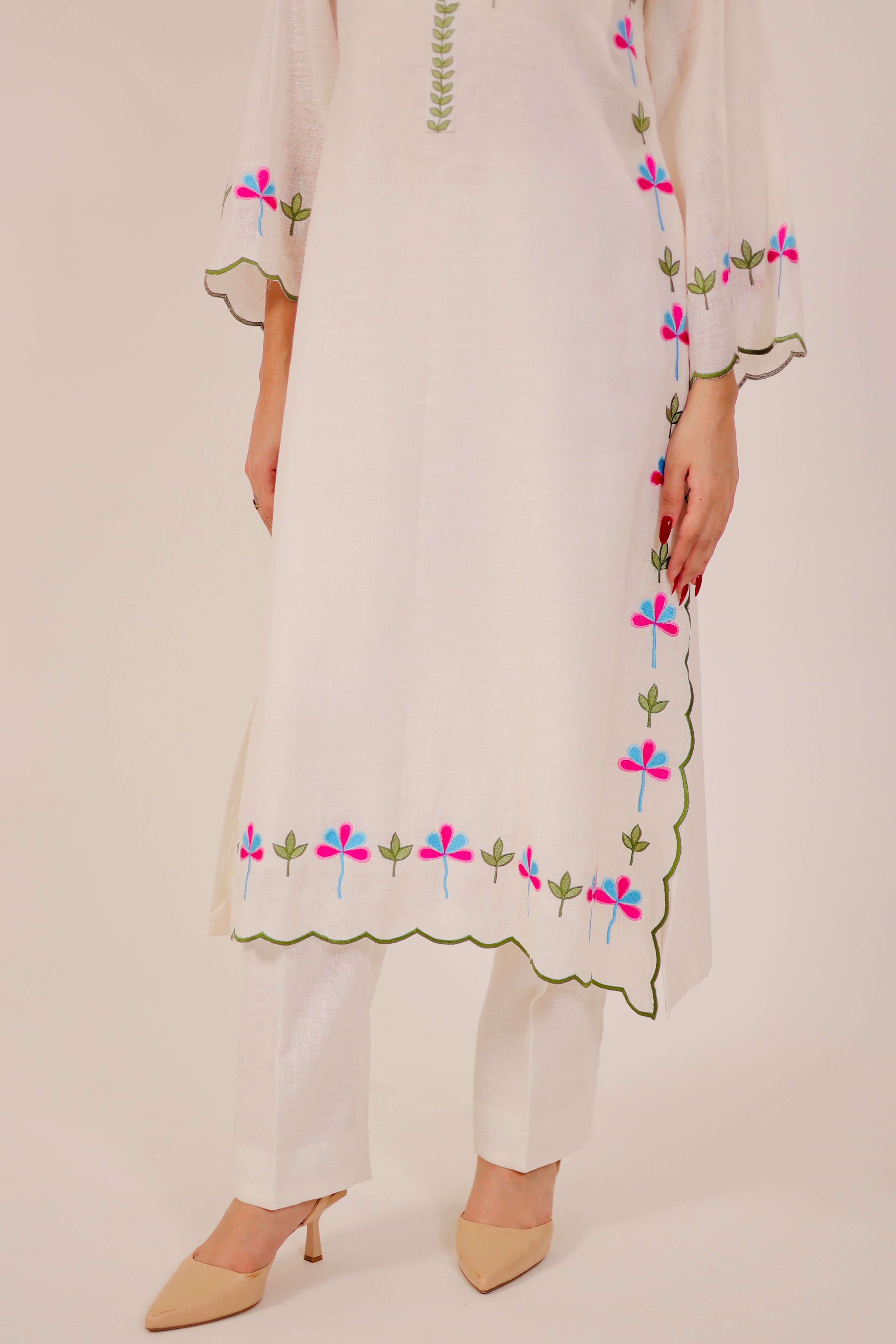White Harmony Embroidered Kurta Set