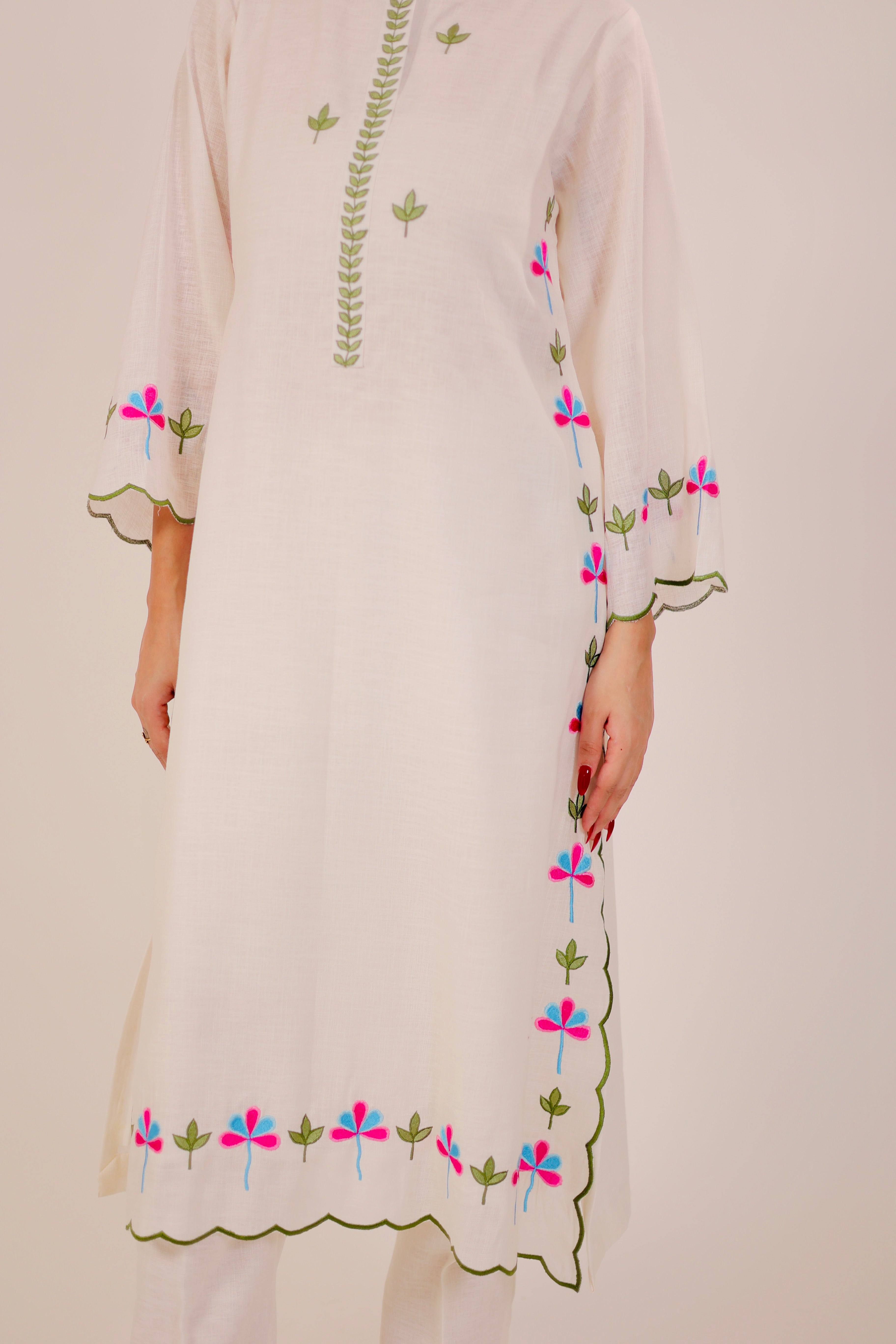 White Harmony Embroidered Kurta Set
