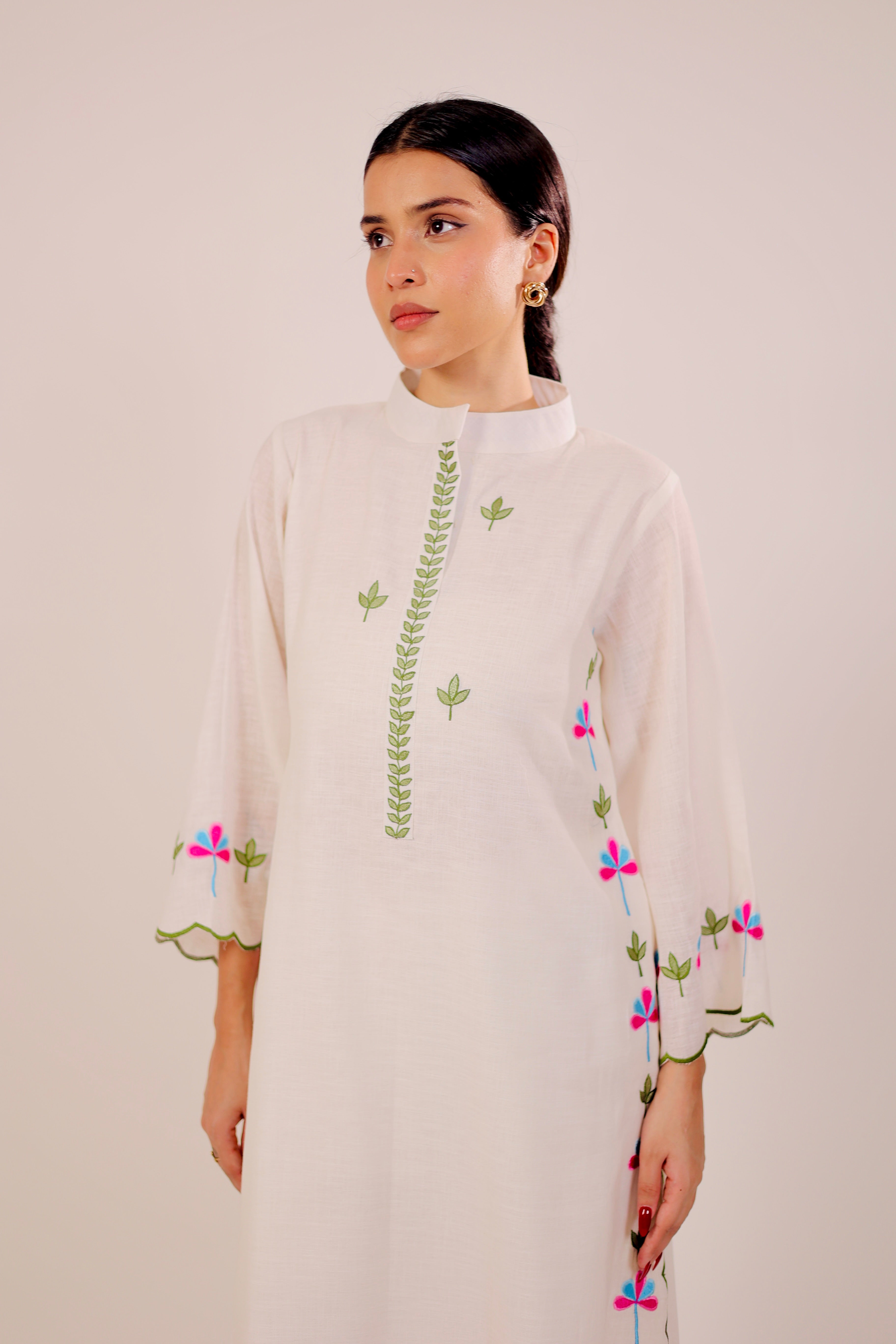 White Harmony Embroidered Kurta Set