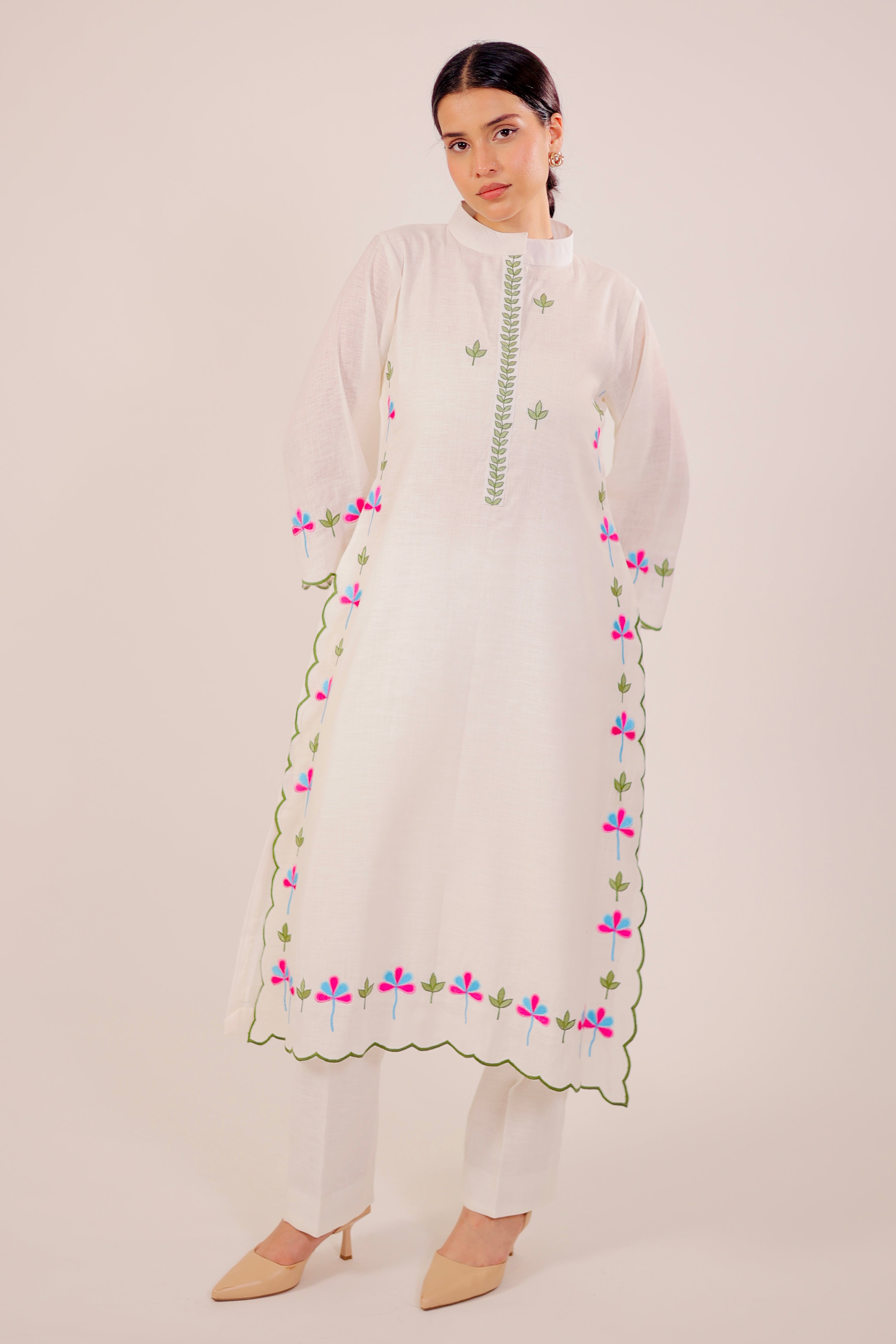 White Harmony Embroidered Kurta Set