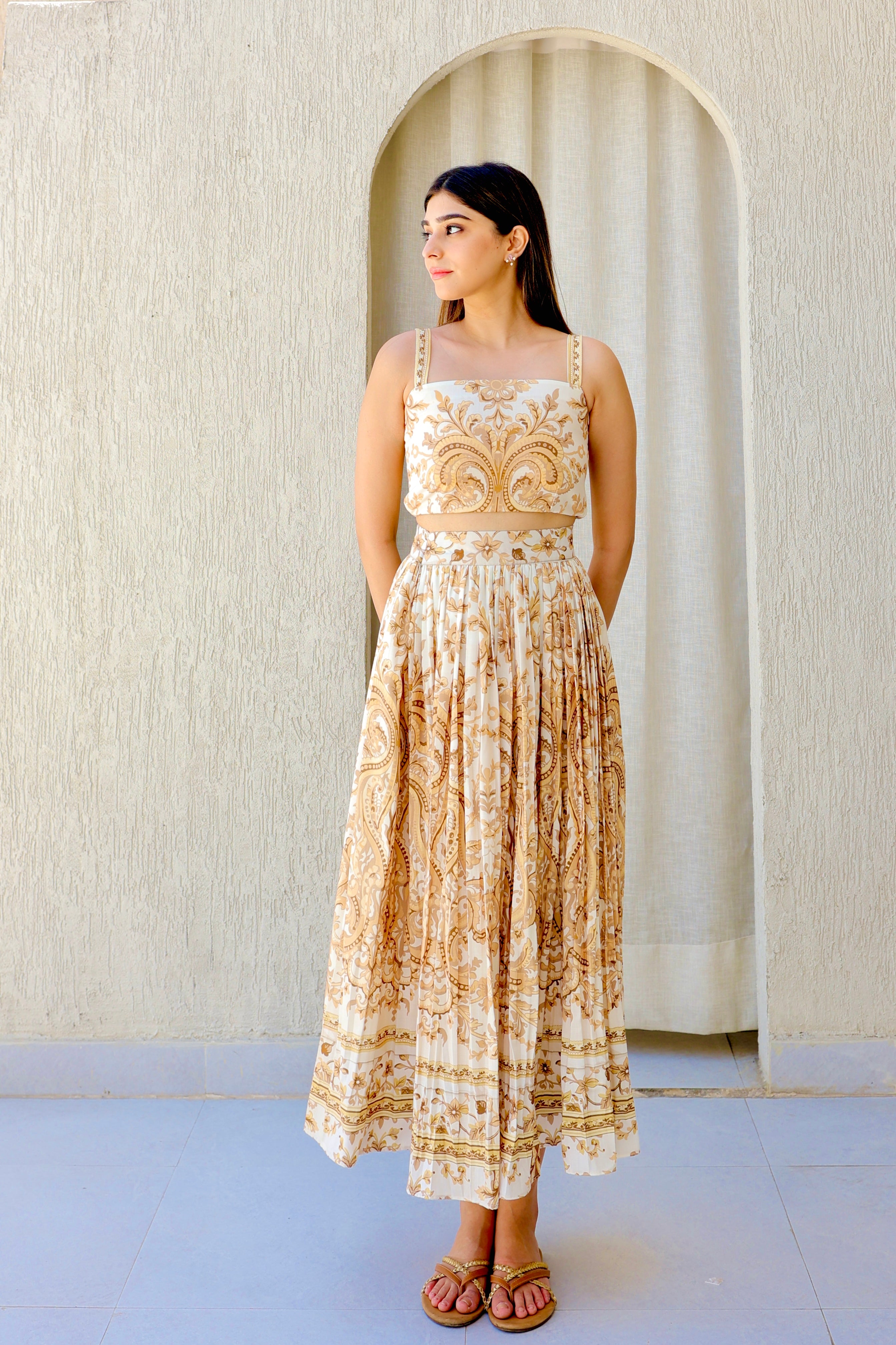 The Pleated Paisley Skirt Set