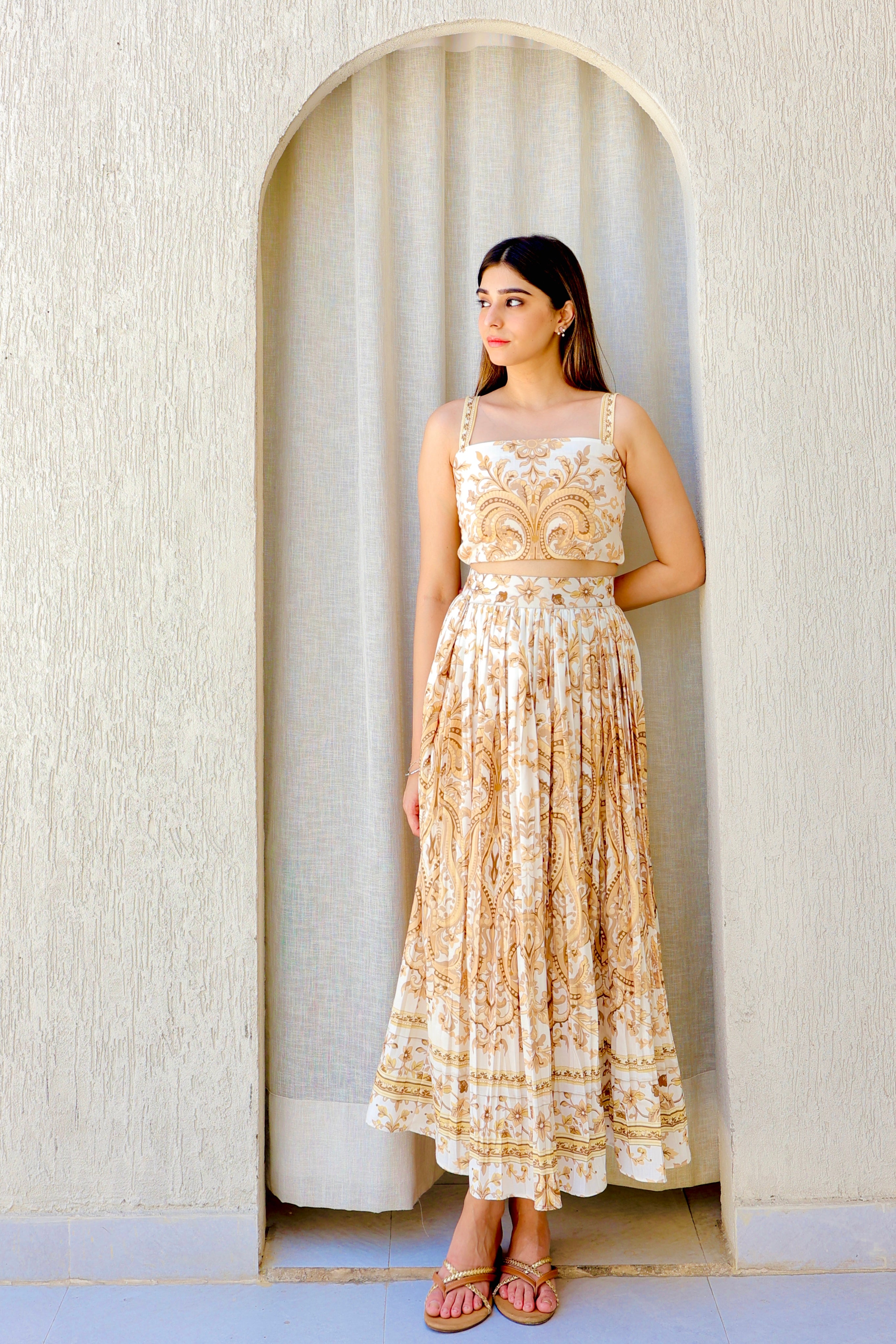 The Pleated Paisley Skirt Set