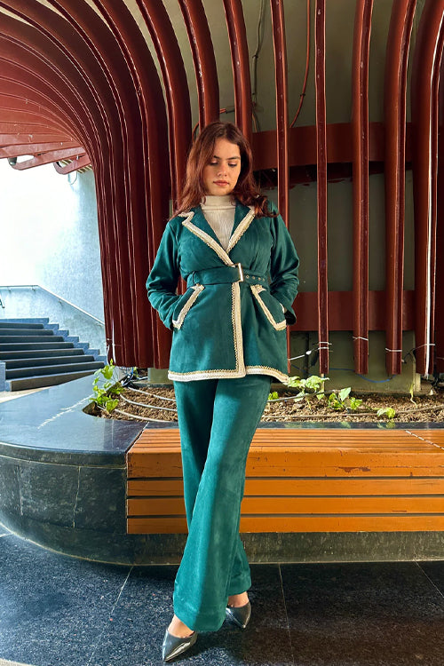 Green Formal Suede Winter Coord