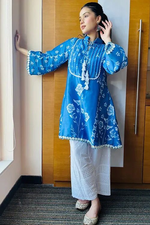 Ahlya Denim Blue Pakistani Kurta Set