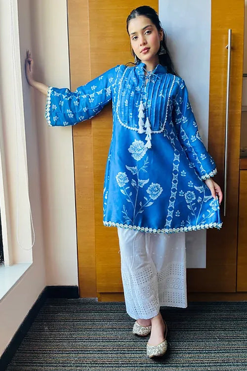Ahlya Denim Blue Pakistani Kurta Set