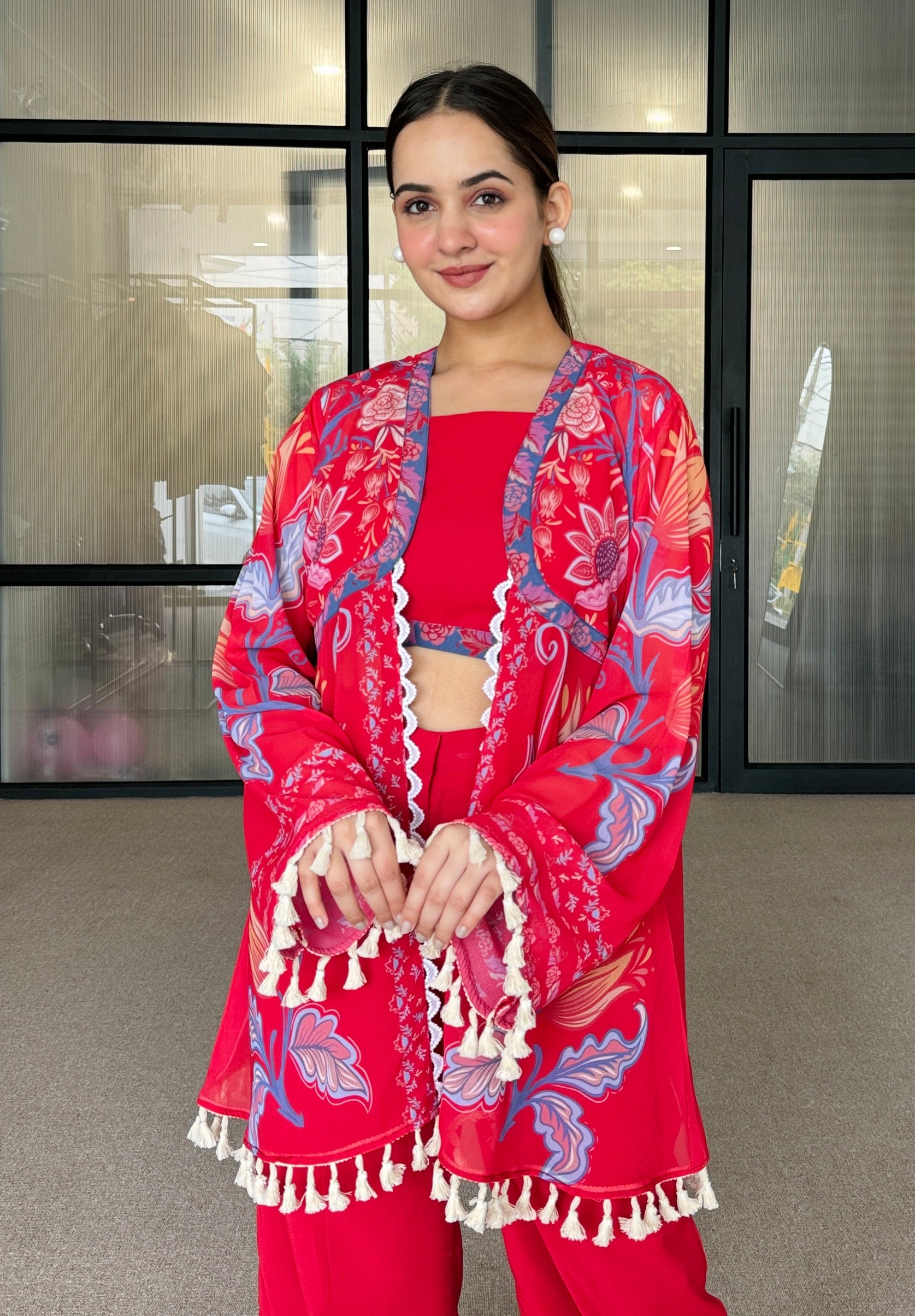 Ayesha Red Festive Fusion Set