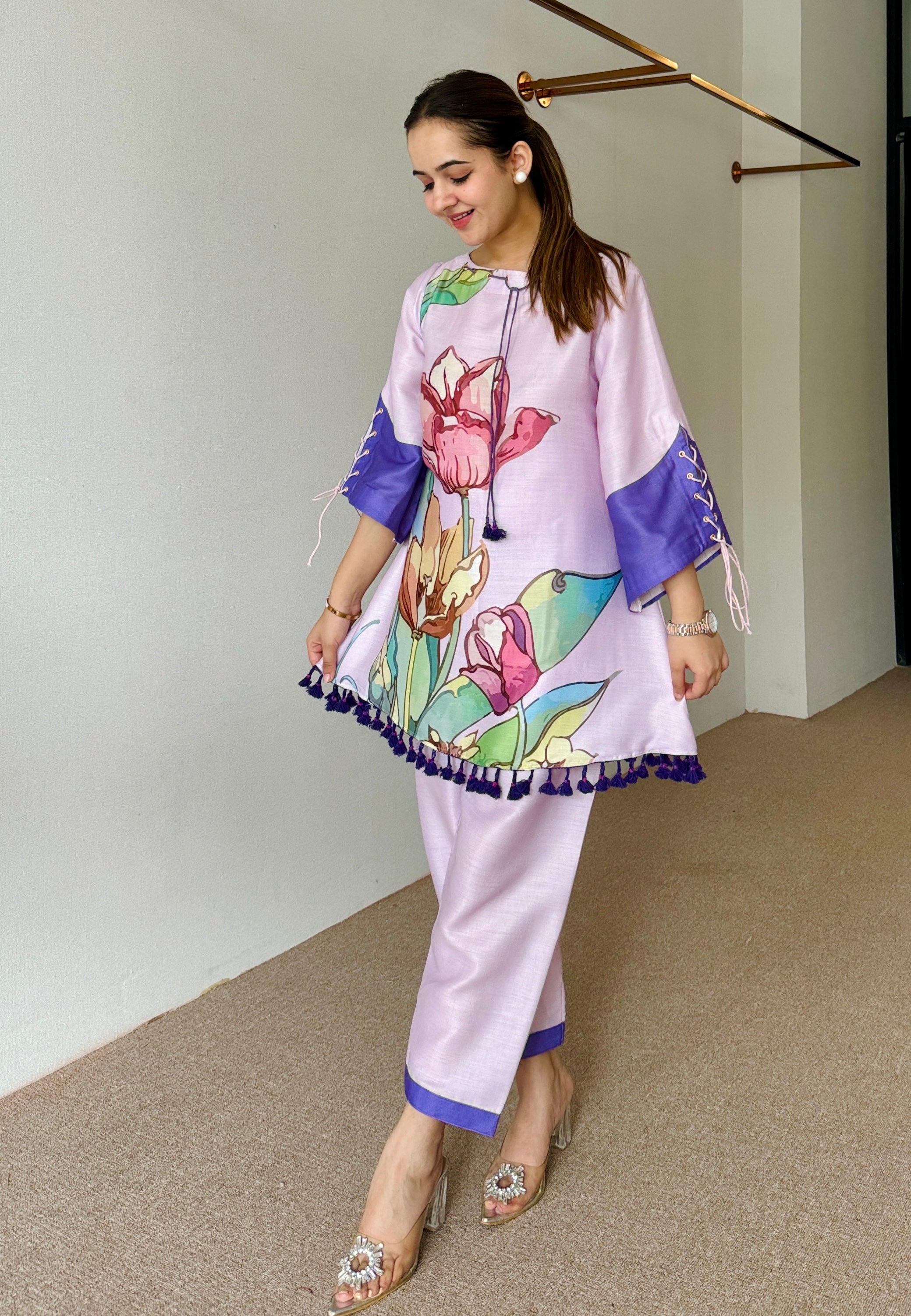 Myra Lavender Festive Floral Kurta Set