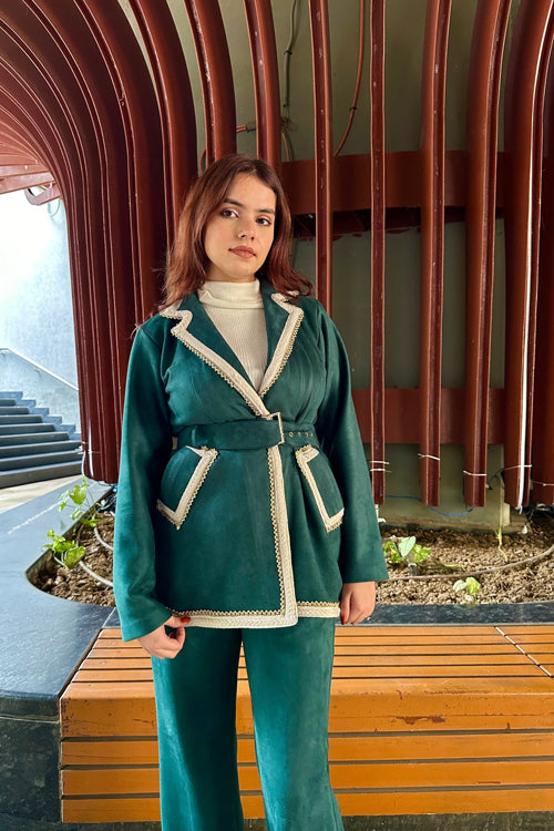 Green Formal Suede Winter Coord