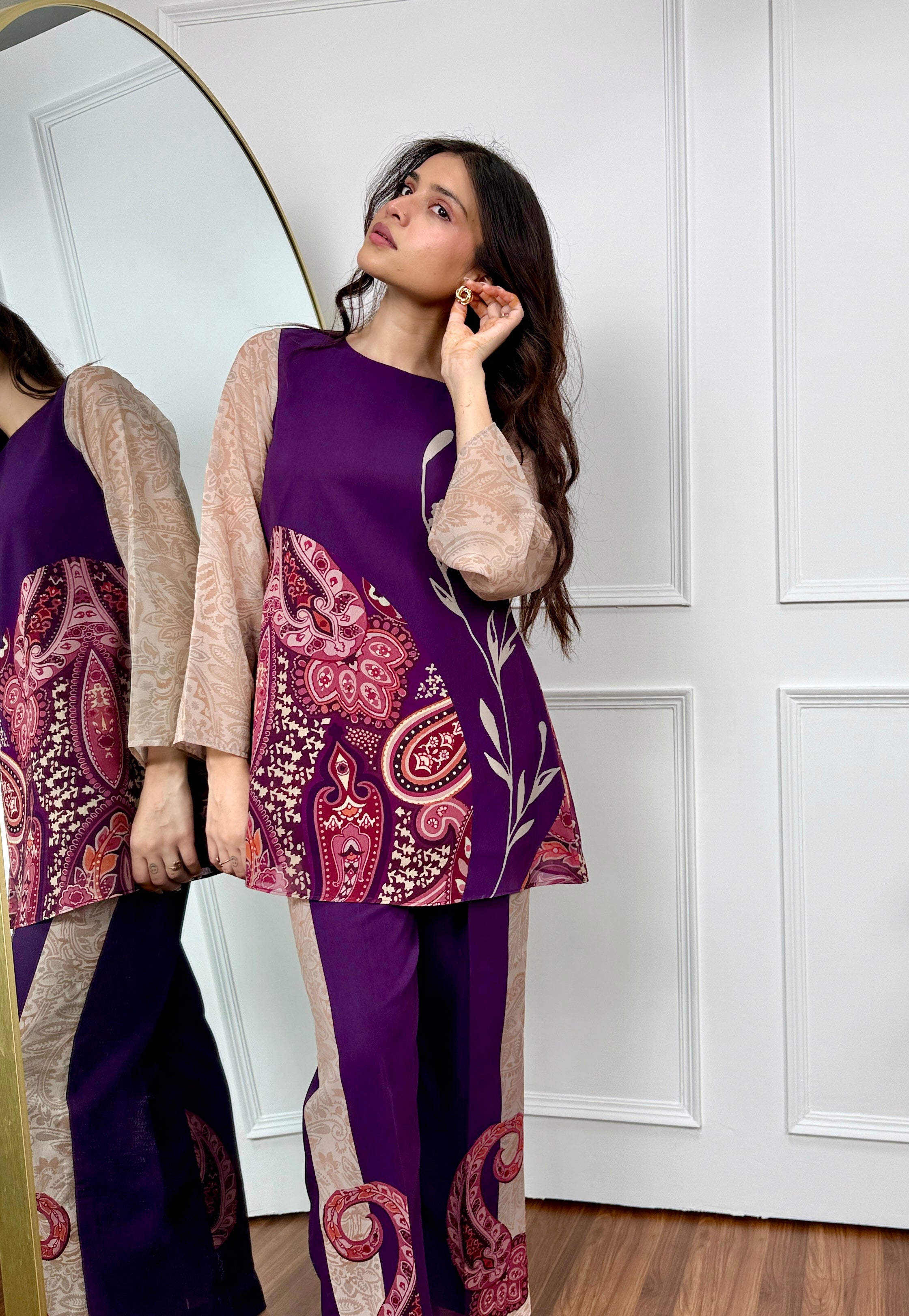 Purple Paisley Kurta Set