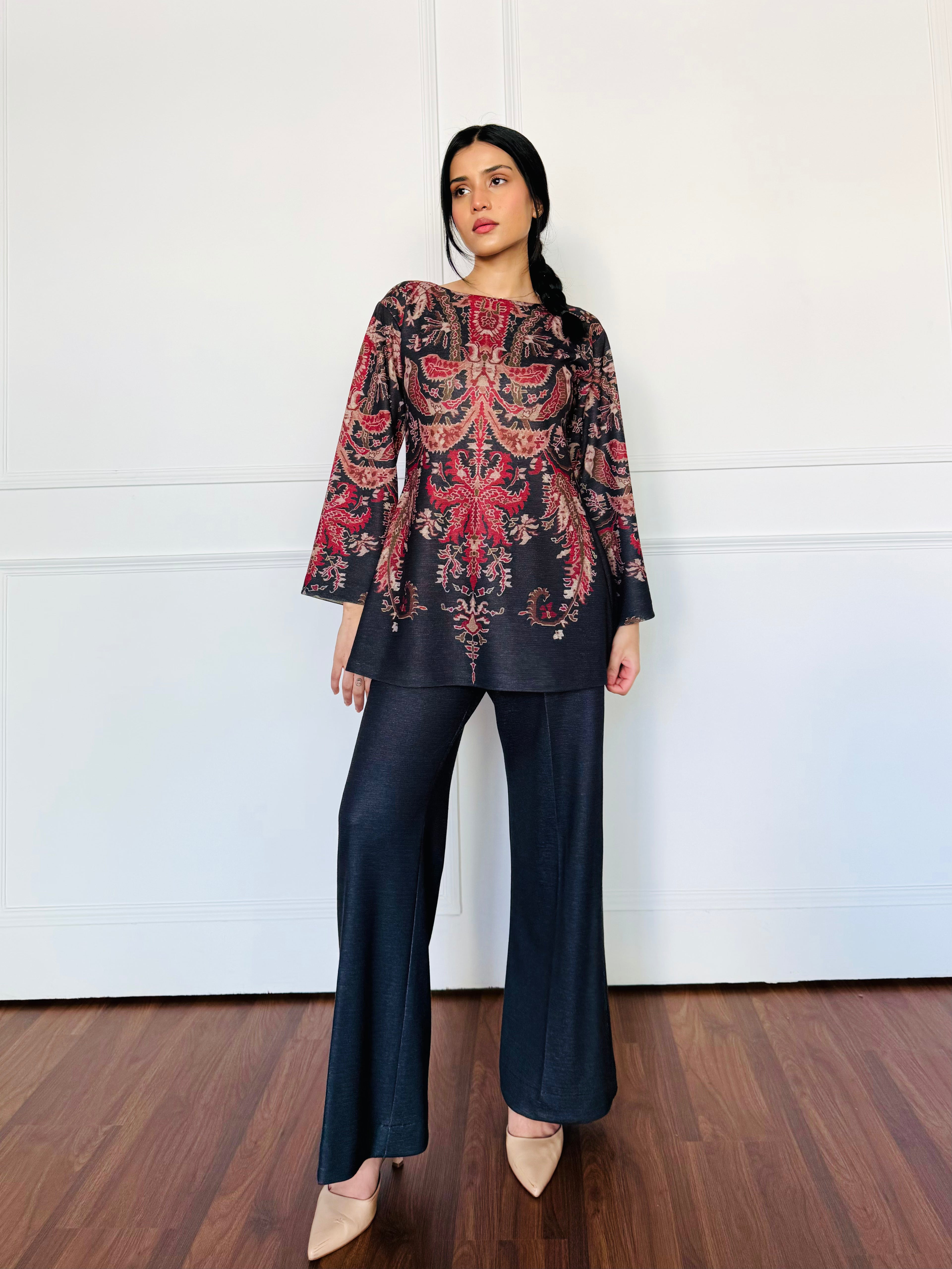 Black Paisley Woollen Co-ord Set