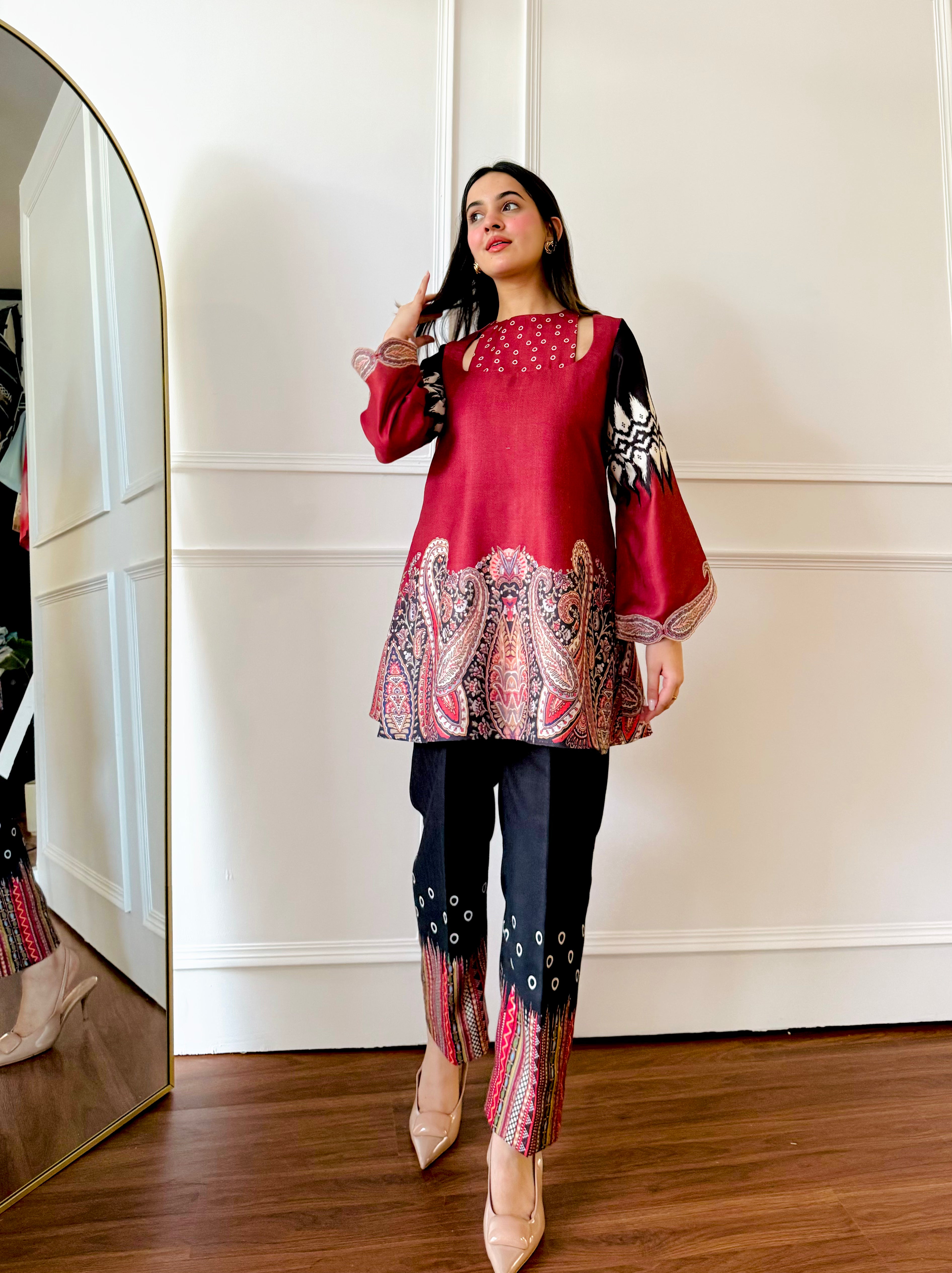 Red & black Paisley Co-ord Set