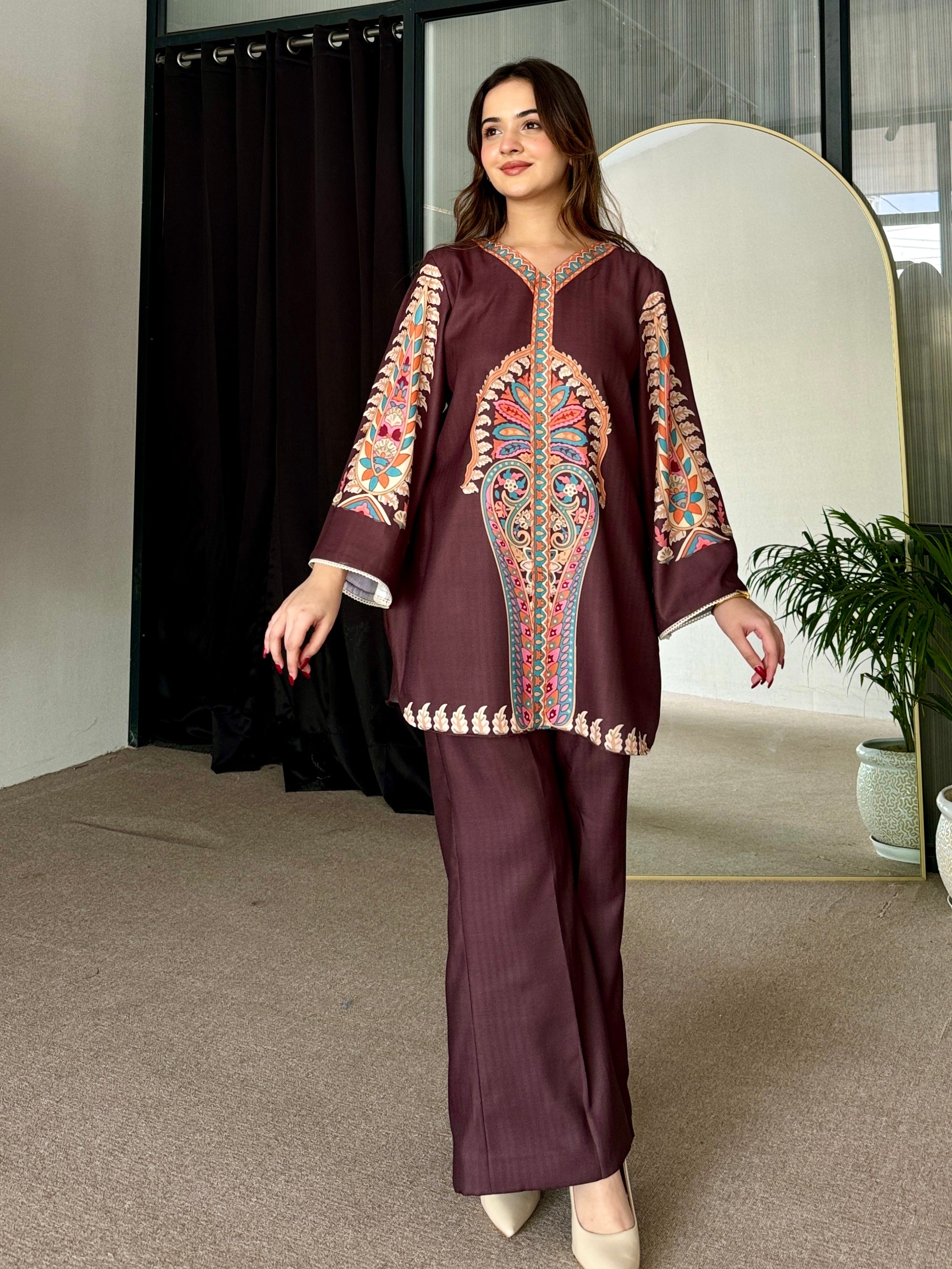 Brown Winter Kurta Set