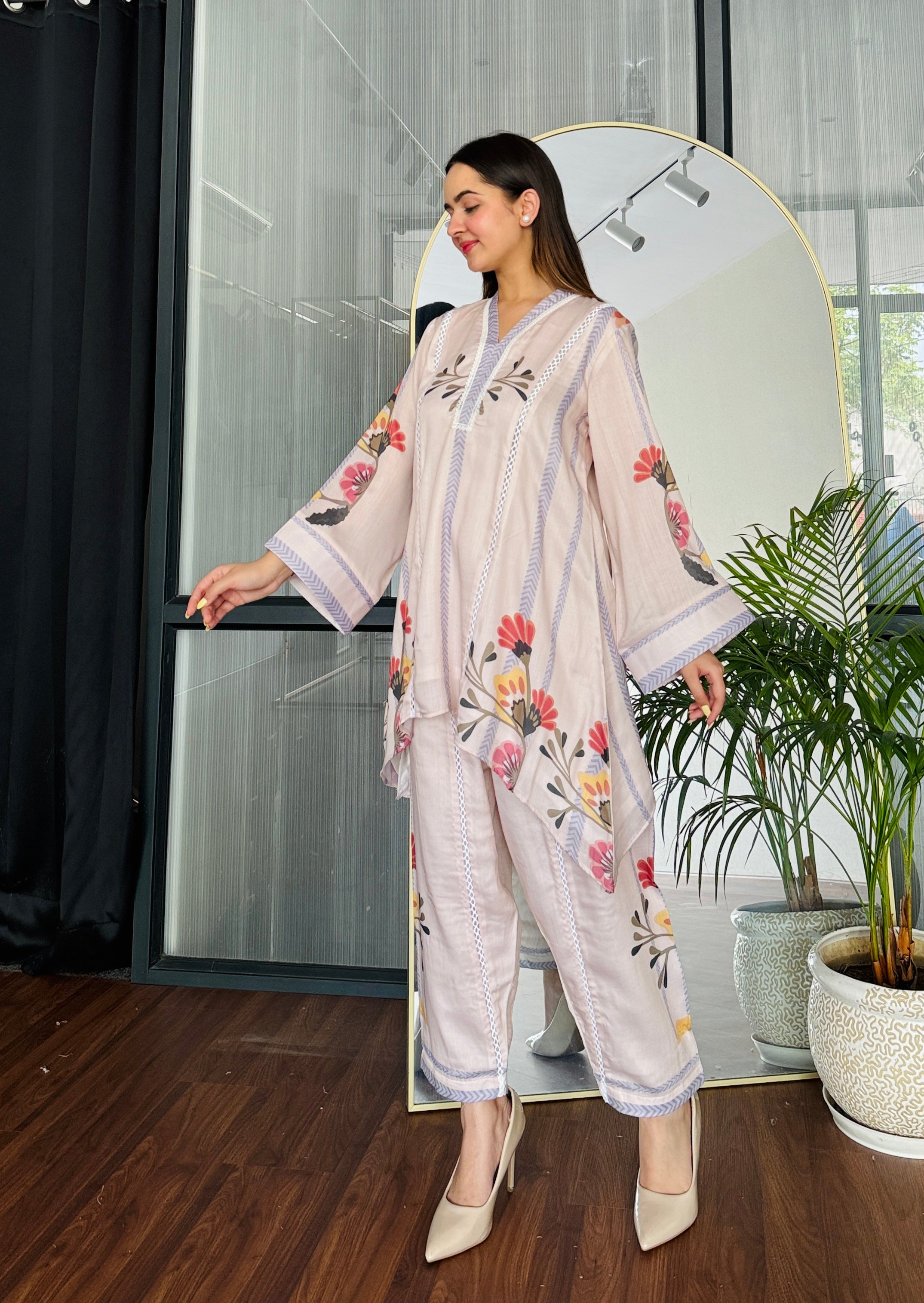 Floral Veil Festive Kurta Set