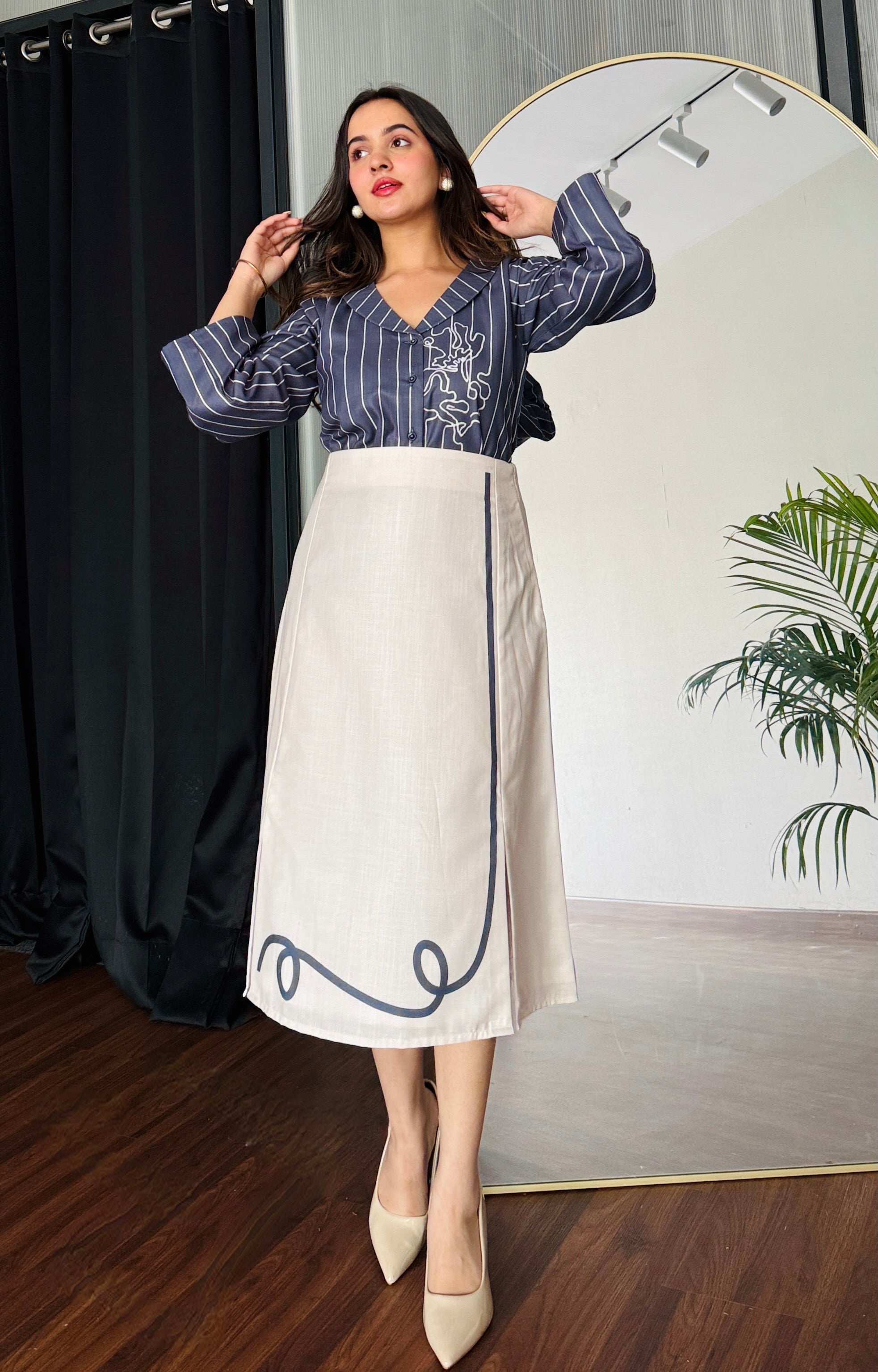 Chalk & Charcoal Formal Skirt Set