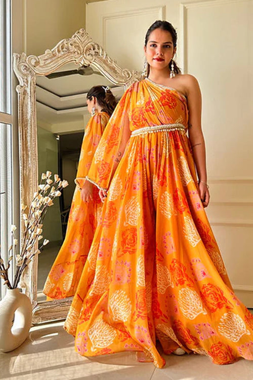 Mahira Yellow Fusion Flared Jumpsuit