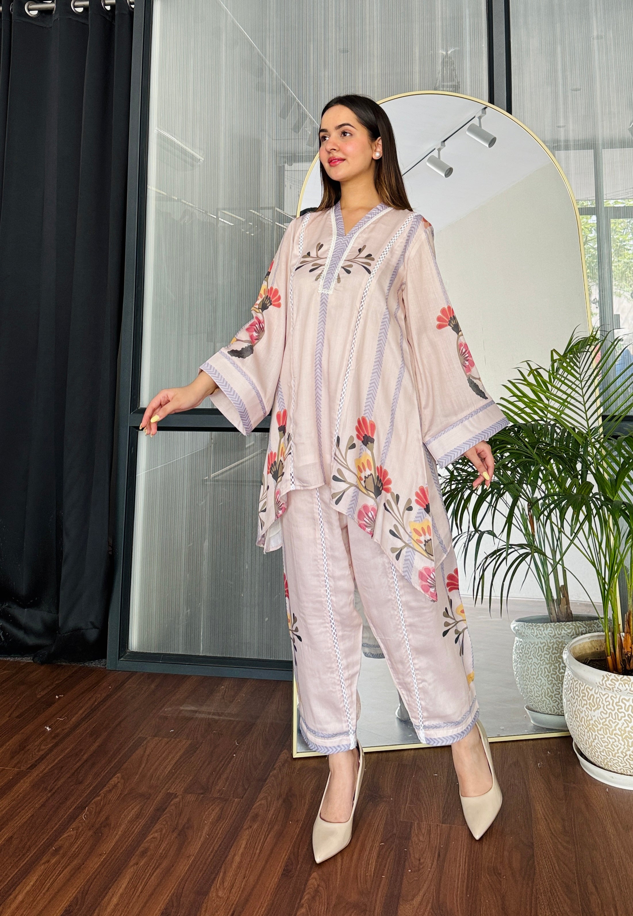 Floral Veil Festive Kurta Set