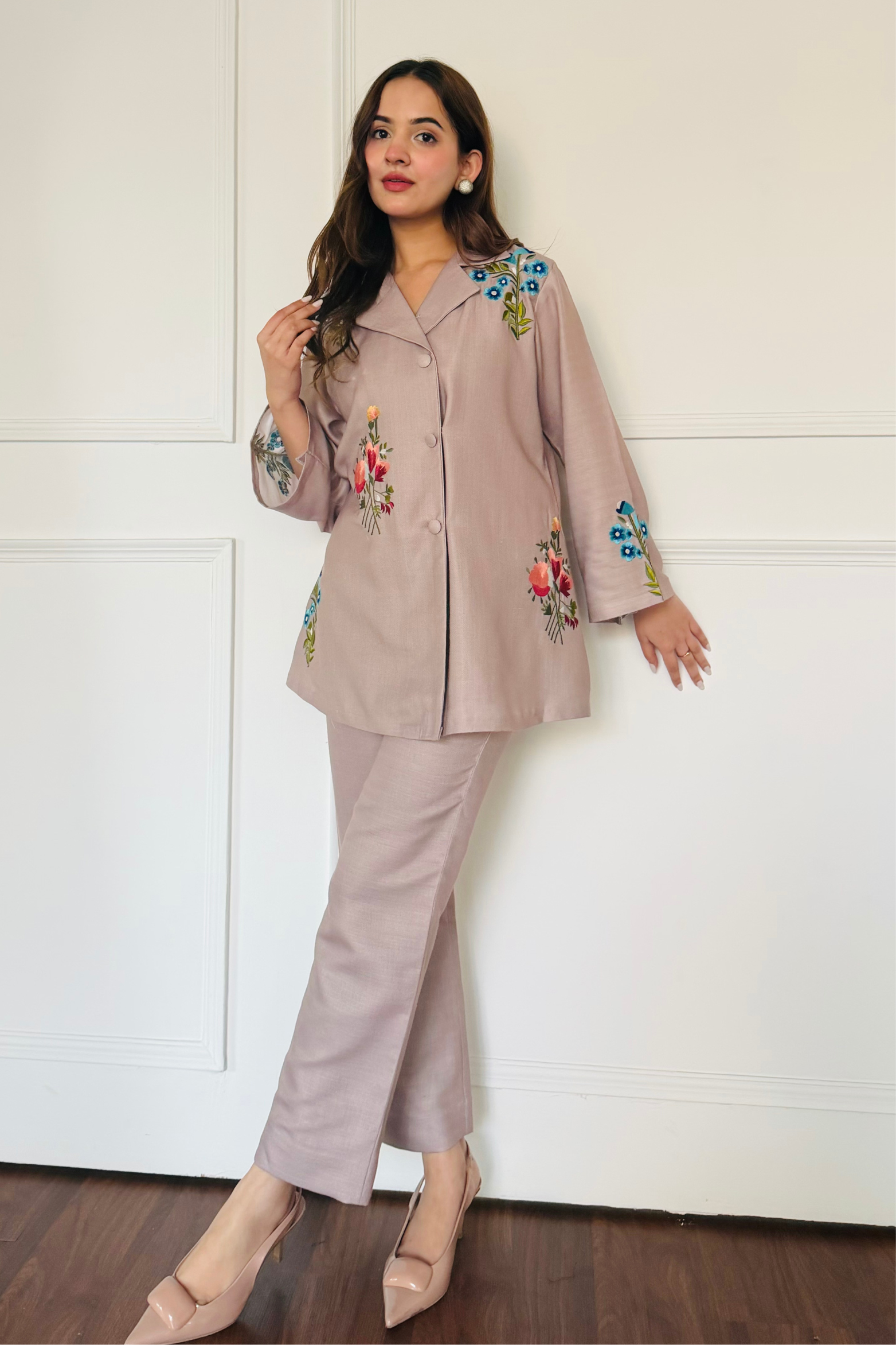 Latte Petal Embroidered Co-ord Set