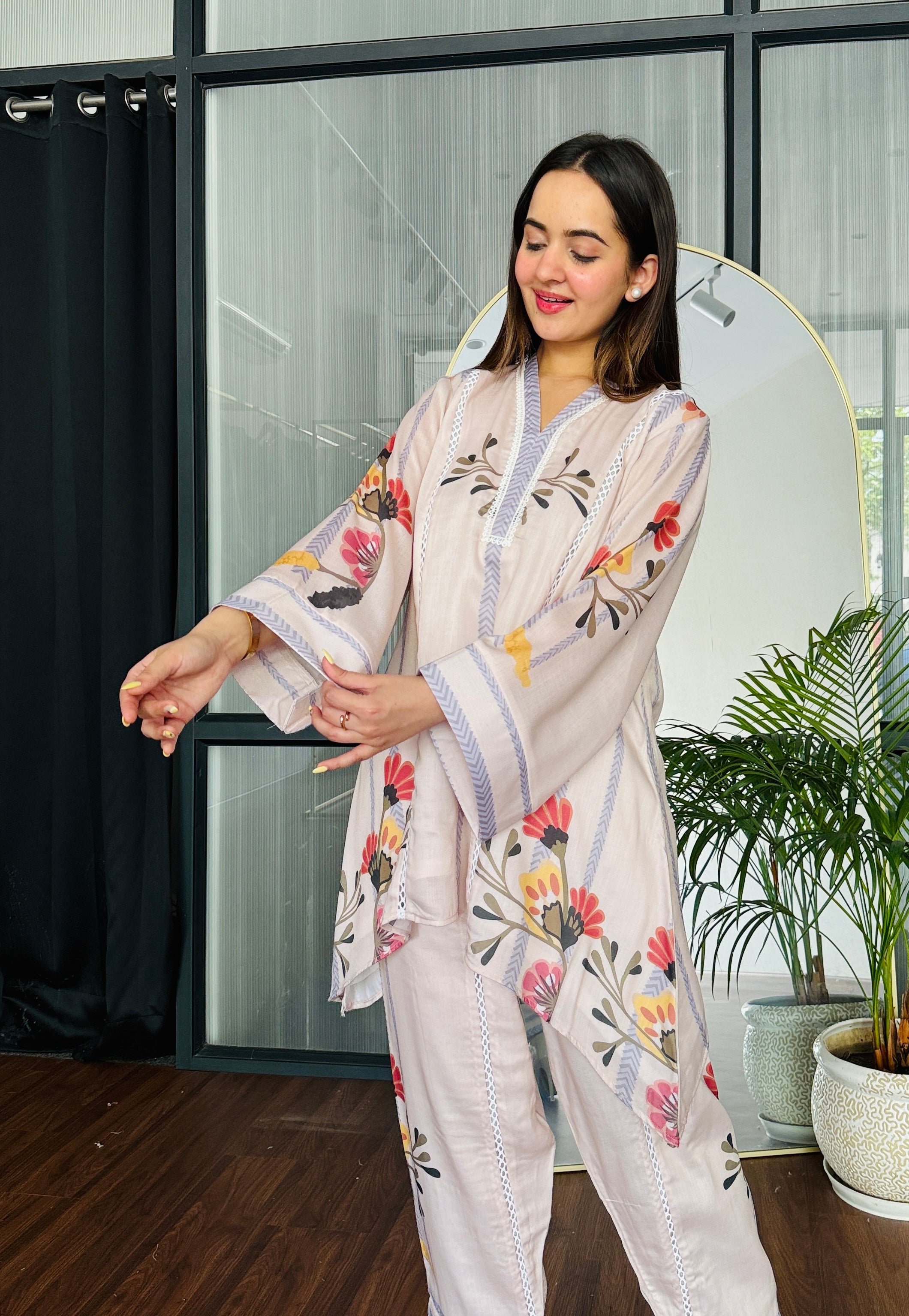 Floral Veil Festive Kurta Set