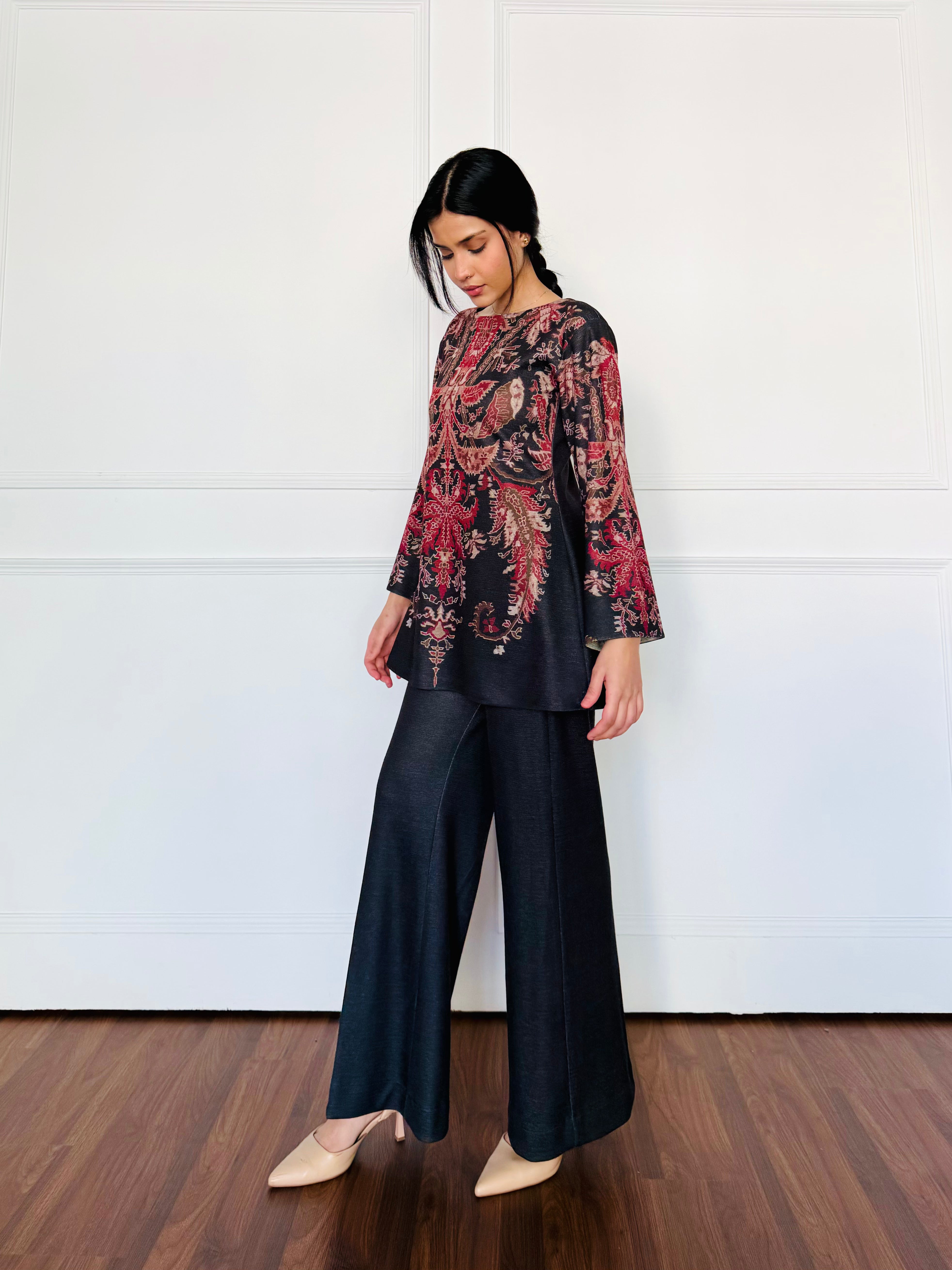 Black Paisley Woollen Co-ord Set