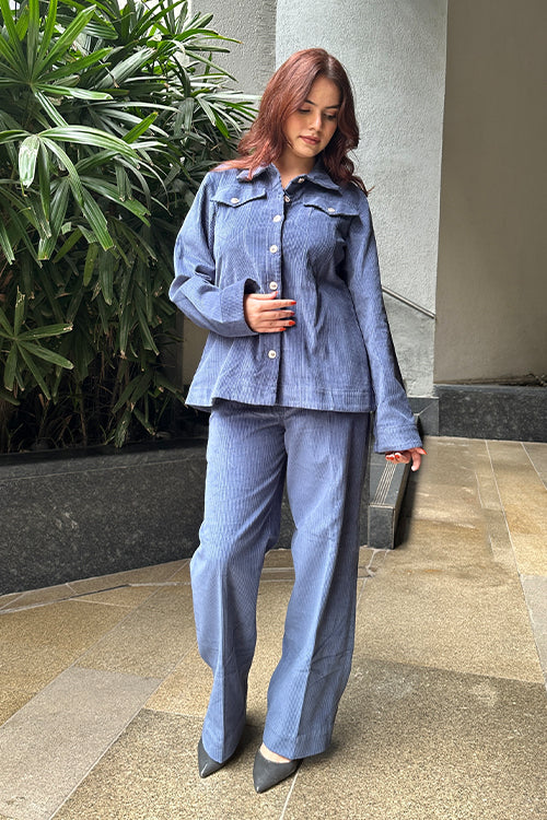 Emma Blue Corduroy Winter Coord Set