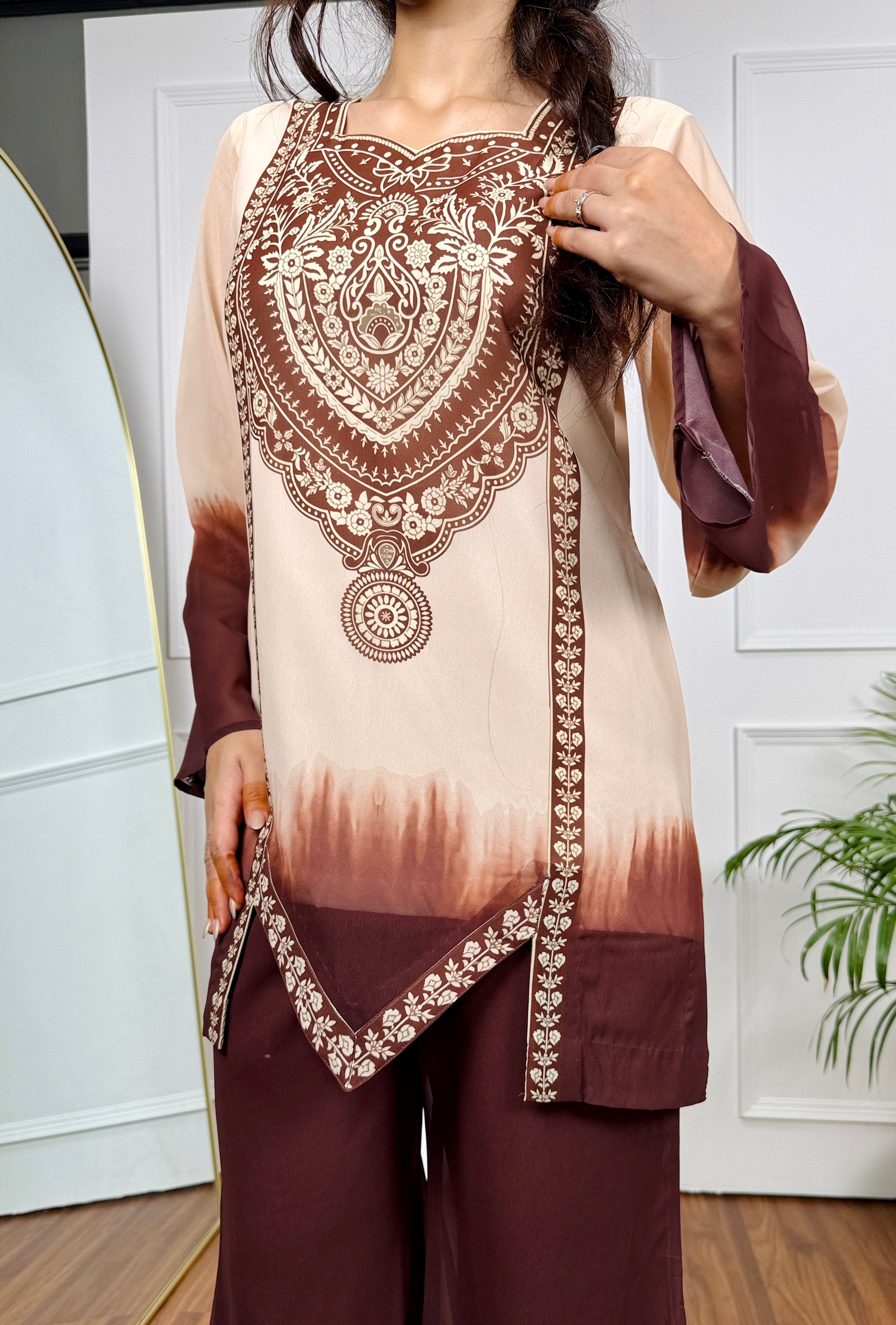 Mocha Mirage Ombre Kurta Set