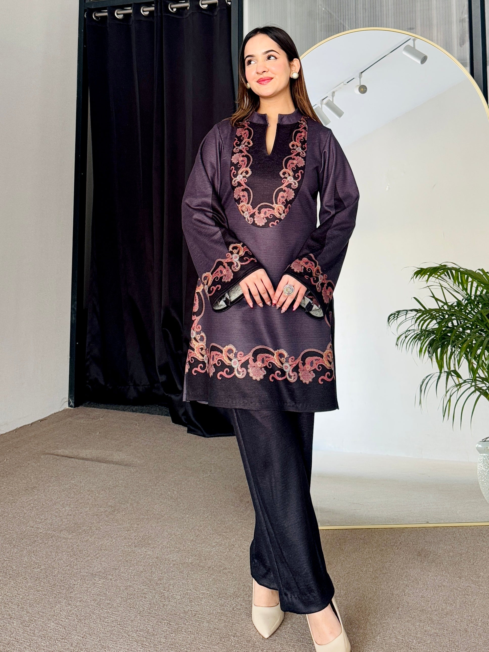Midnight Mirage Woollen Kurta Set