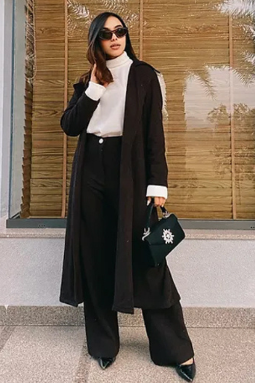 Brown Woollen 3 Piece Co-ord set with Overlay