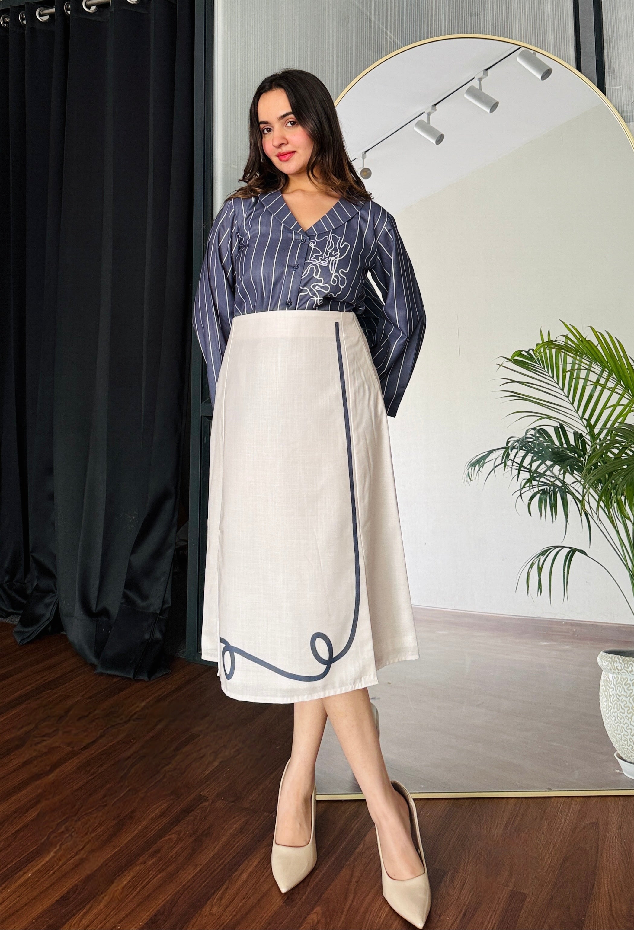 Chalk & Charcoal Formal Skirt Set